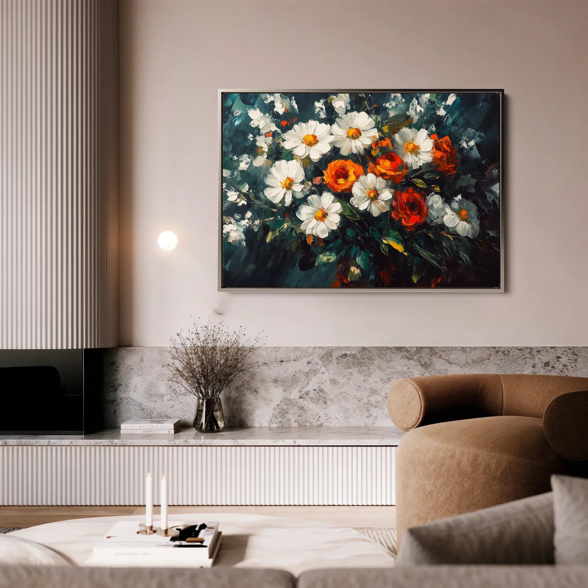 Floral 1002 Canvas Art 18" x 24" / 45 x 60 cm / Black