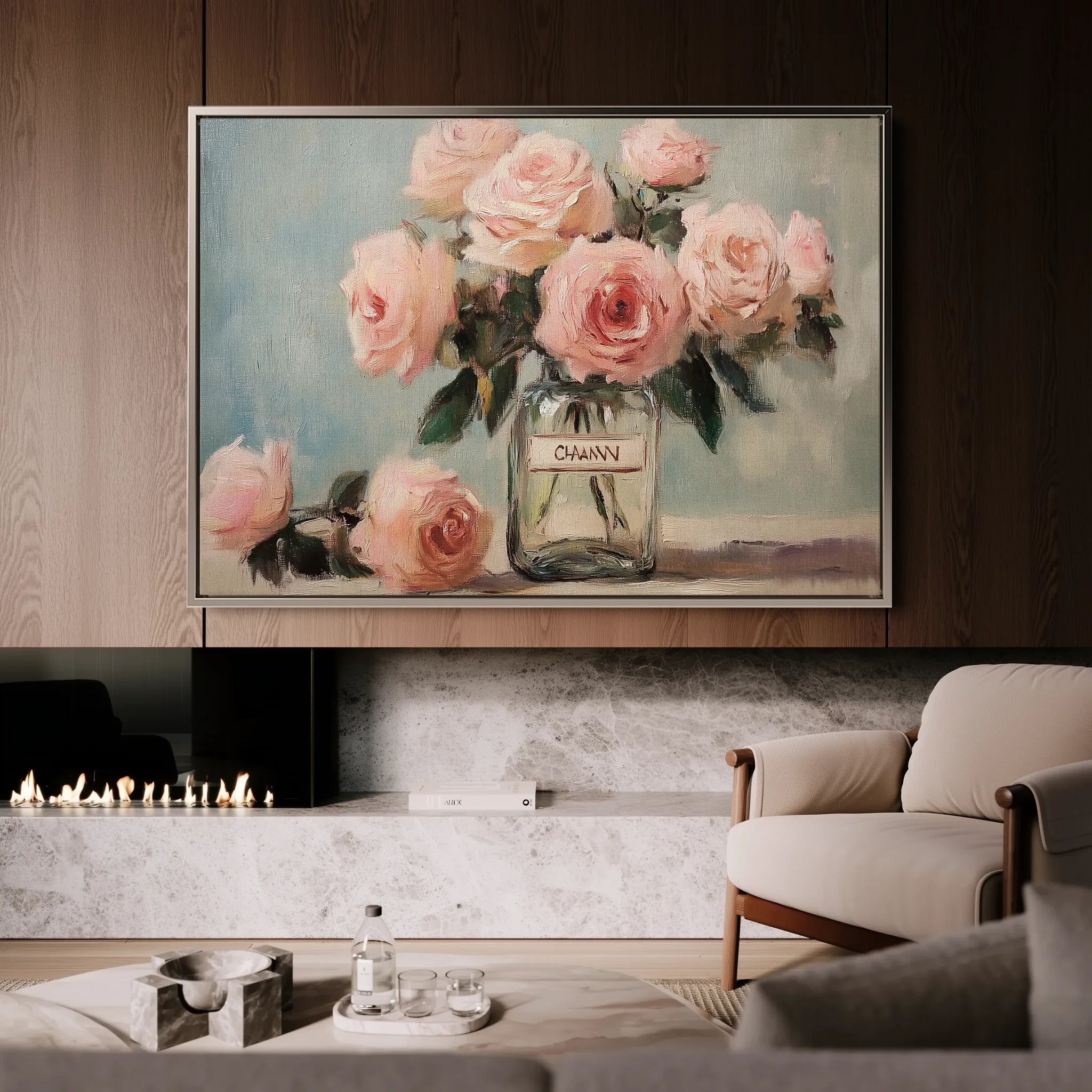 Floral 1004 Canvas Art 18" x 24" / 45 x 60 cm / Black