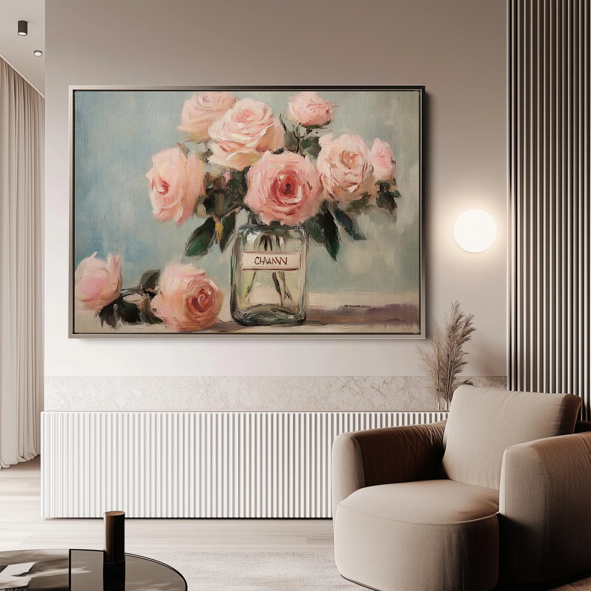 Floral 1004 Canvas Art 18" x 24" / 45 x 60 cm / Black