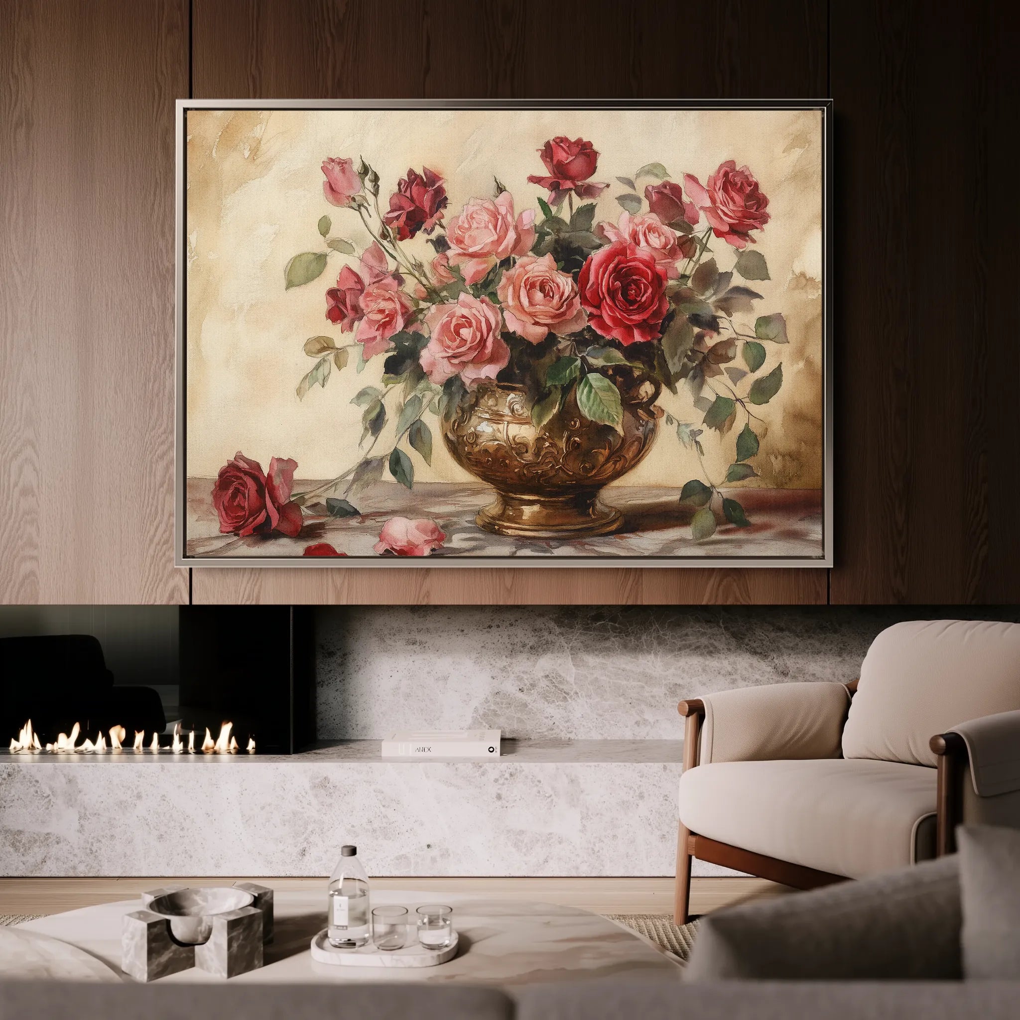 Floral 1007 Canvas Art 18" x 24" / 45 x 60 cm / Black