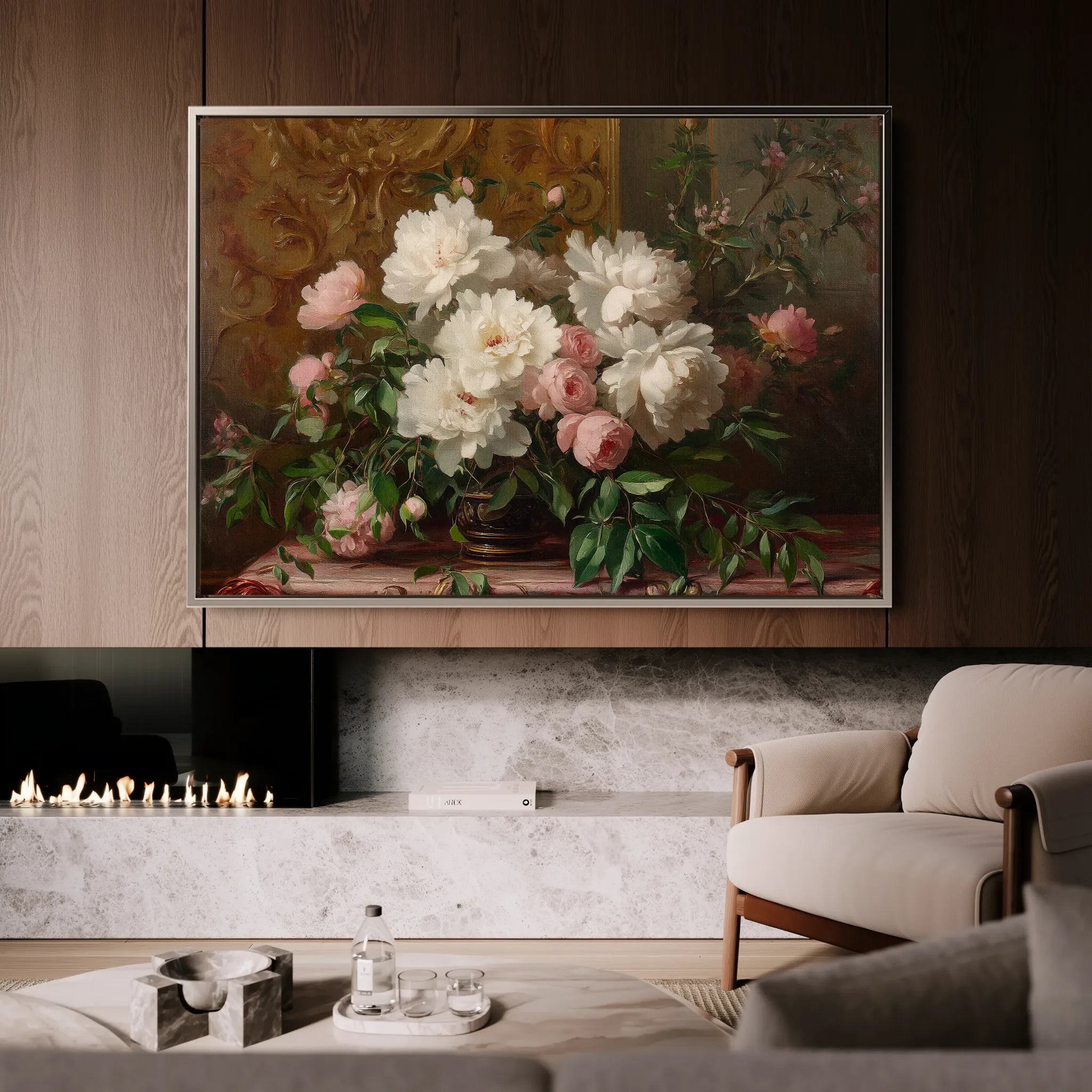 Floral 1008 Canvas Art 18" x 24" / 45 x 60 cm / Black