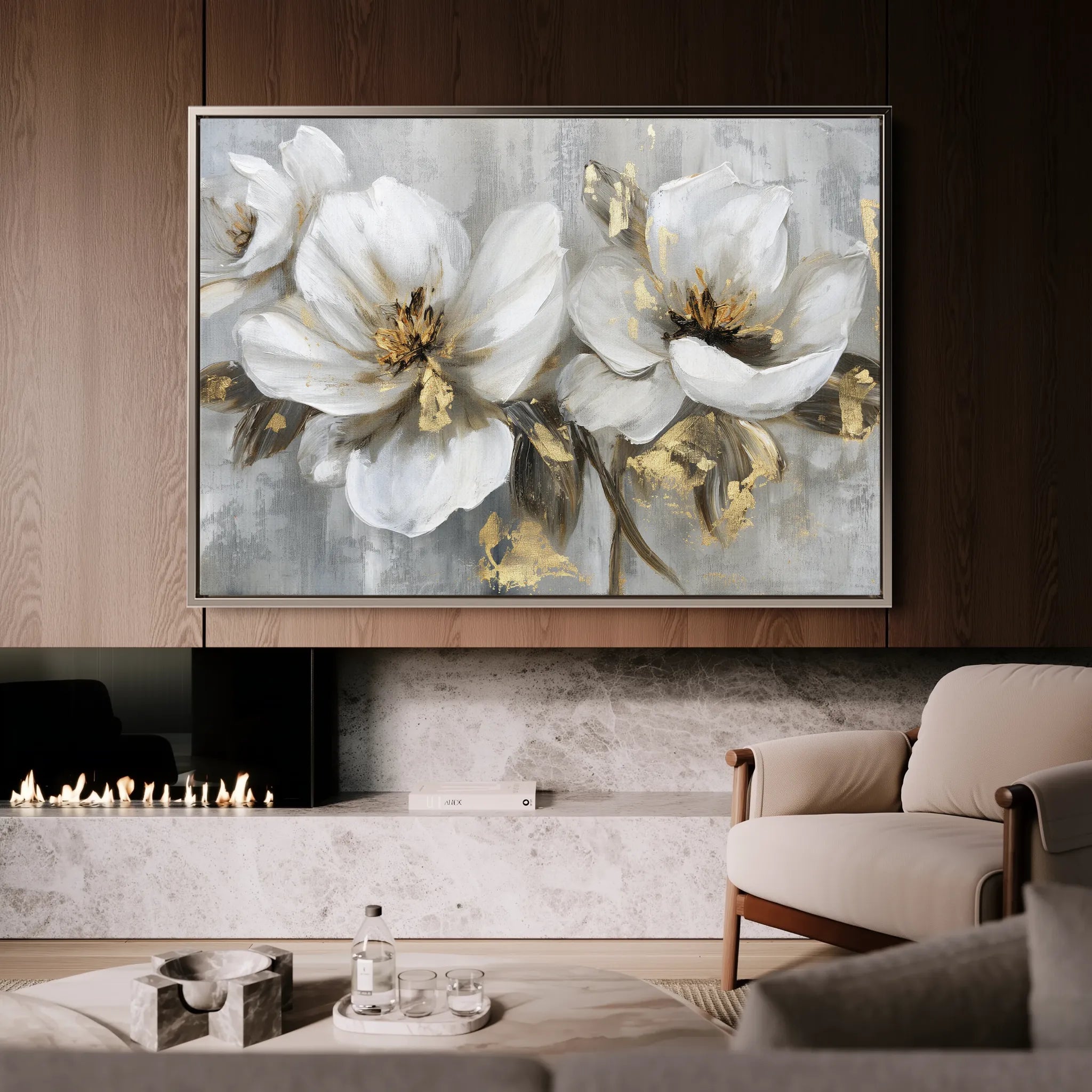 Floral 101 Canvas Art 18" x 24" / 45 x 60 cm / Black
