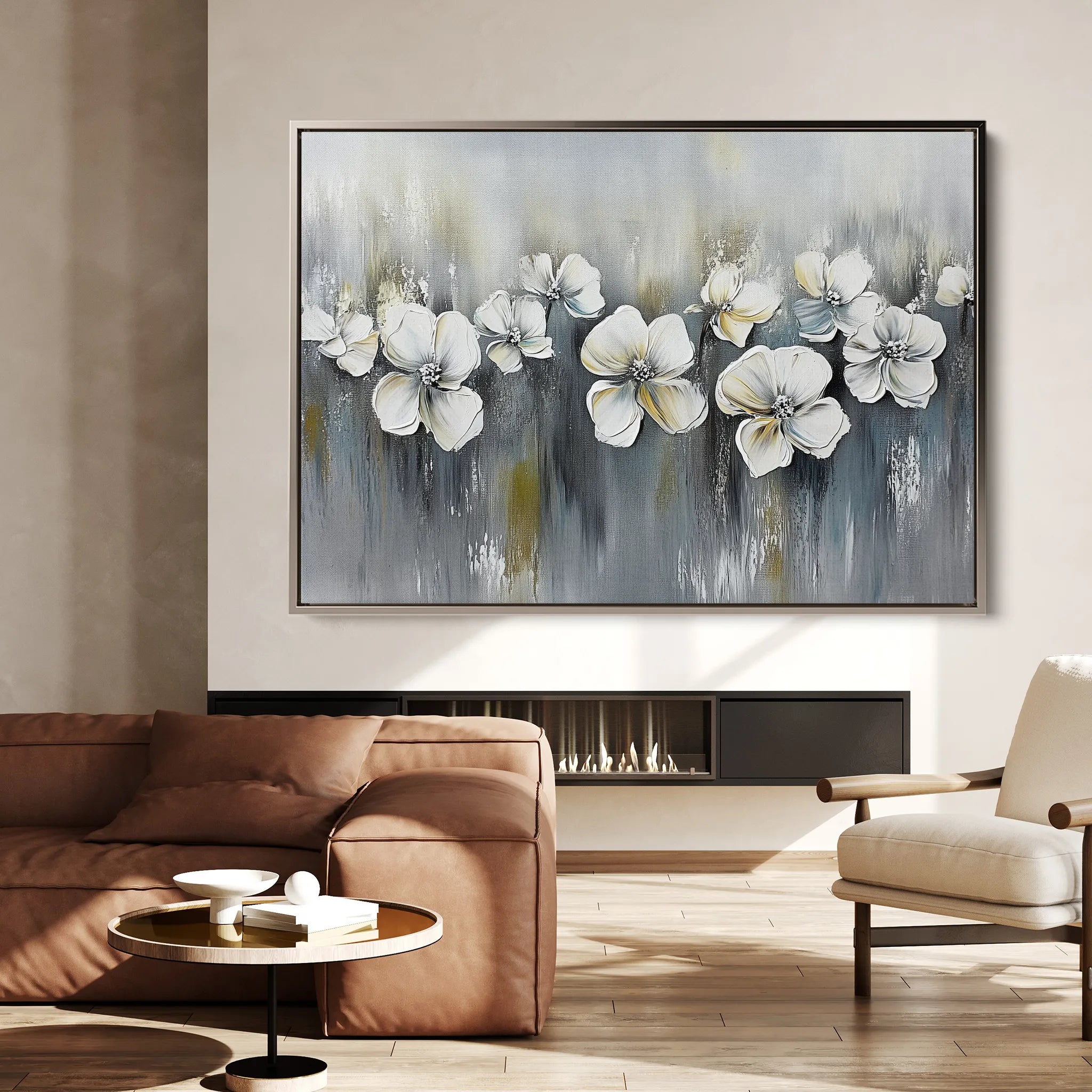 Floral 1011 Canvas Art 18" x 24" / 45 x 60 cm / Black