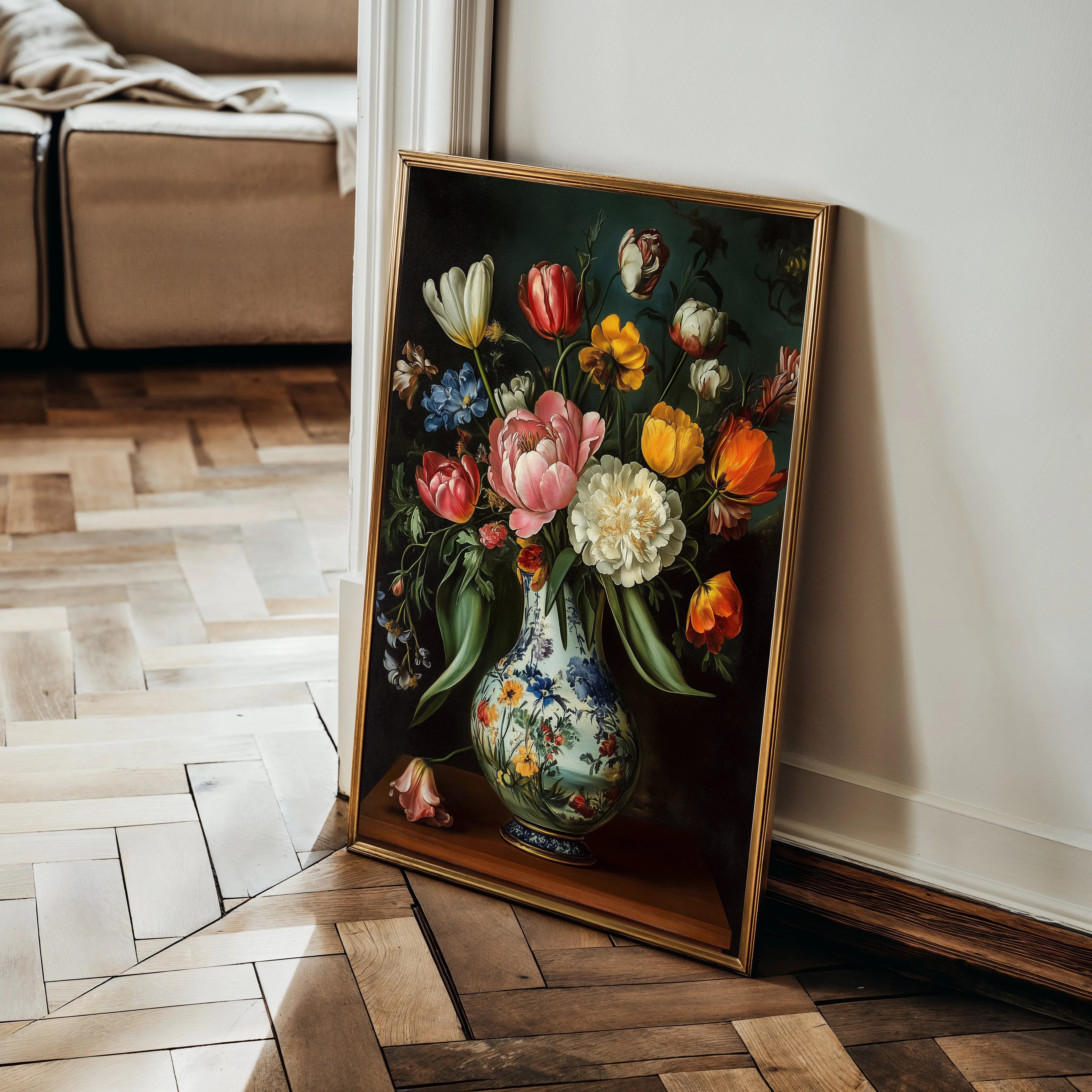 Floral 1012 Canvas Art 18" x 24" / 45 x 60 cm / Black