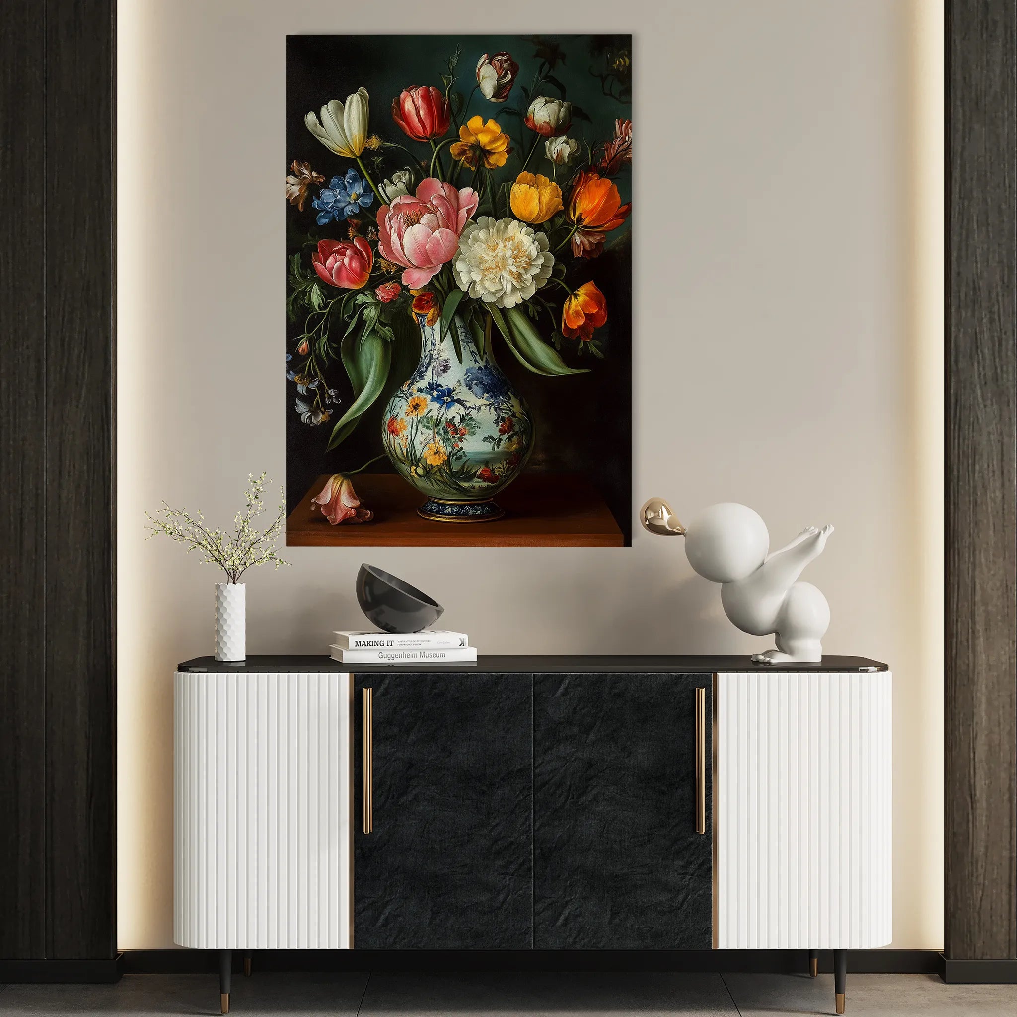 Floral 1012 Canvas Art 18" x 24" / 45 x 60 cm / Black
