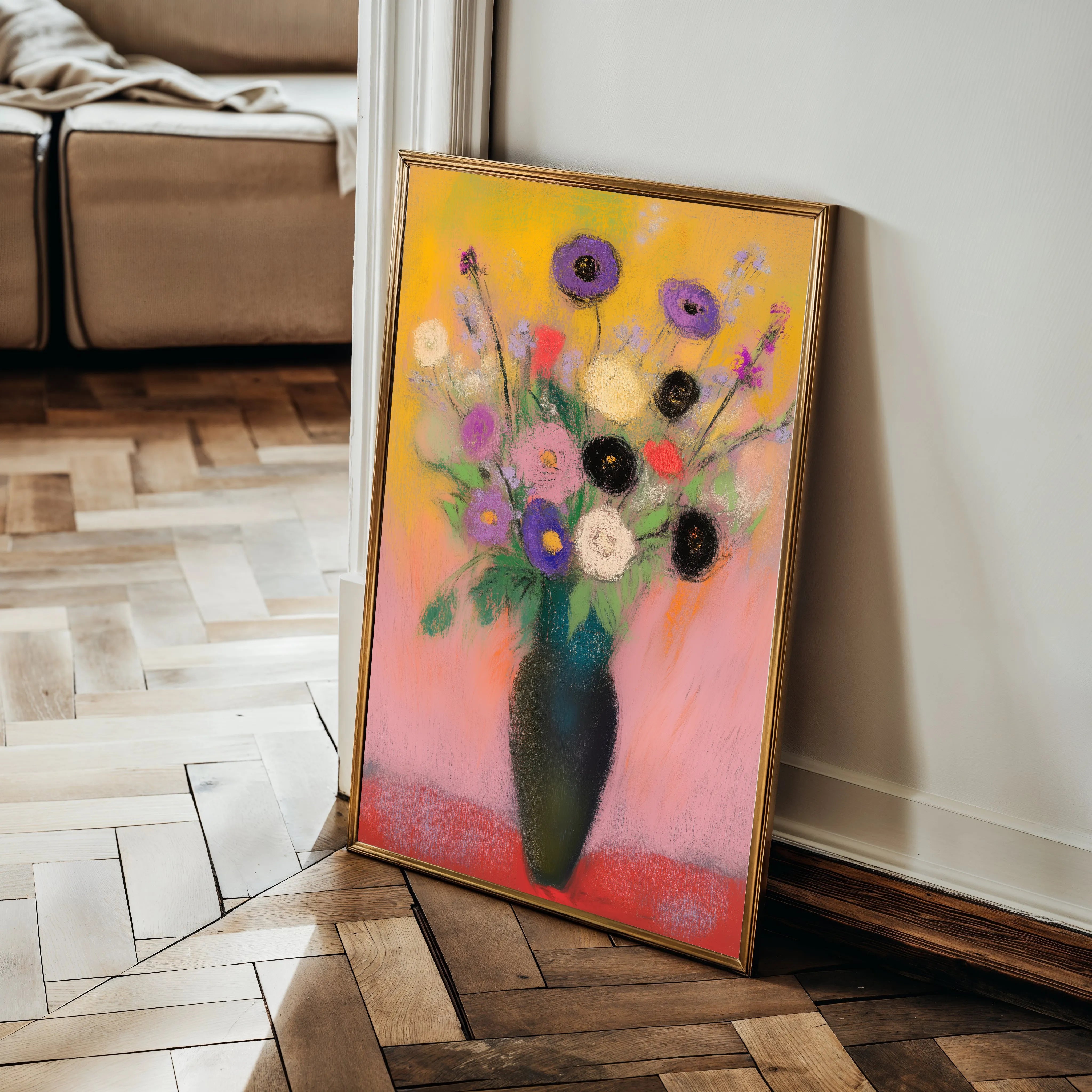 Floral 1013 Canvas Art 18" x 24" / 45 x 60 cm / Black