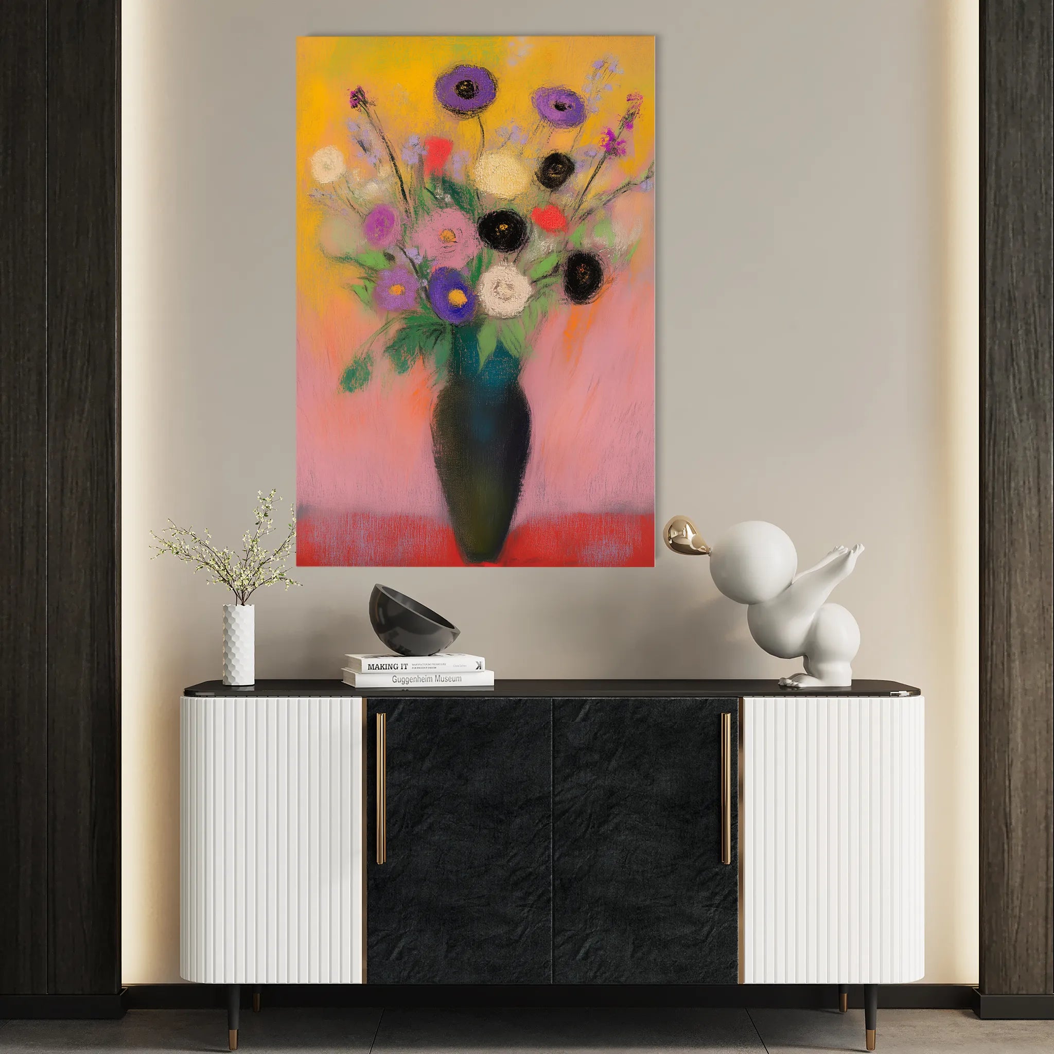 Floral 1013 Canvas Art 18" x 24" / 45 x 60 cm / Black