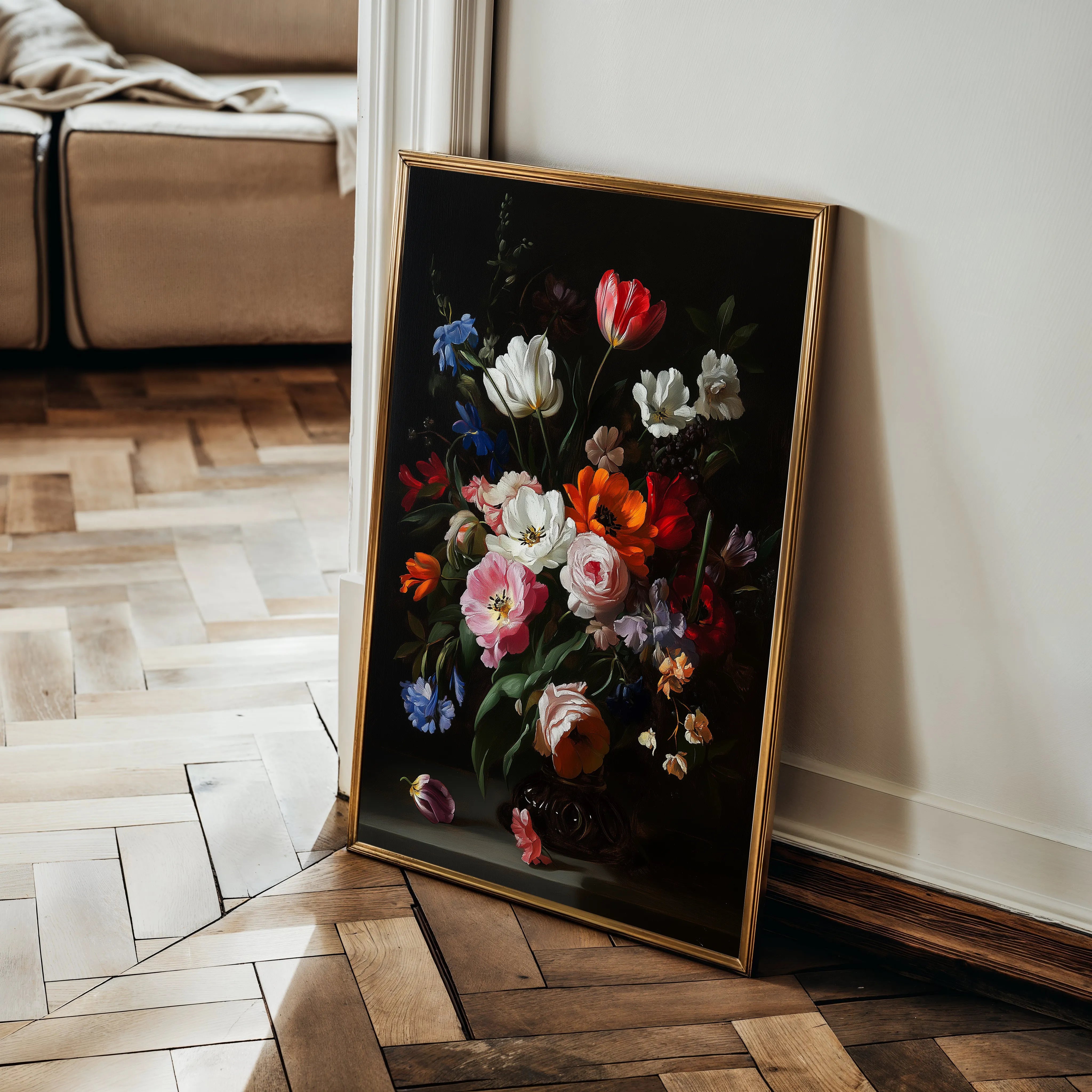 Floral 1014 Canvas Art 18" x 24" / 45 x 60 cm / Black