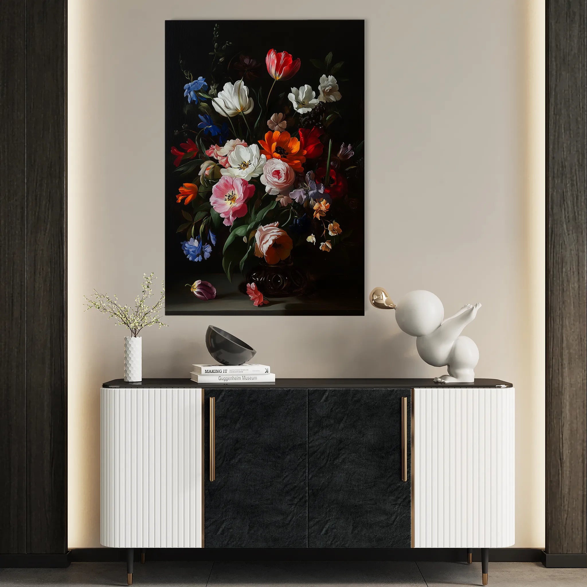Floral 1014 Canvas Art 18" x 24" / 45 x 60 cm / Black