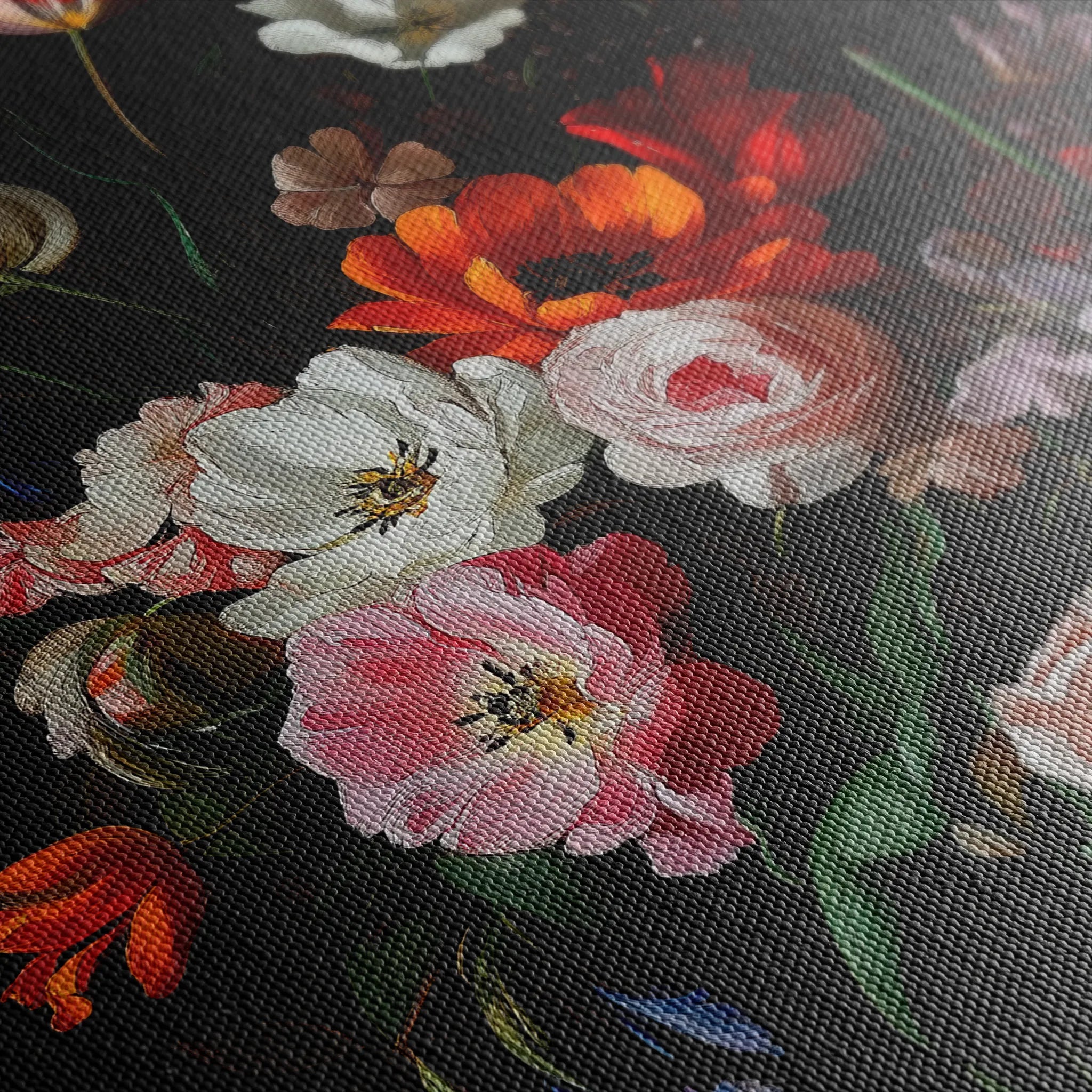 Floral 1014 Canvas Art 18" x 24" / 45 x 60 cm / Black