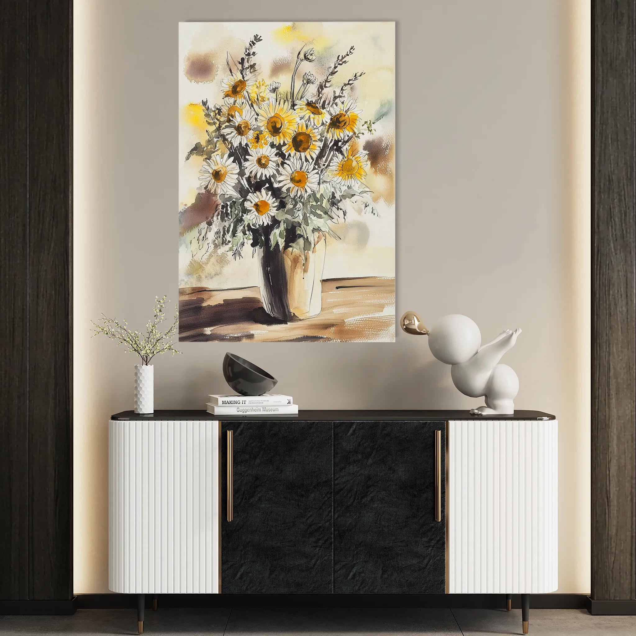 Floral 1015 Canvas Art 18" x 24" / 45 x 60 cm / Black