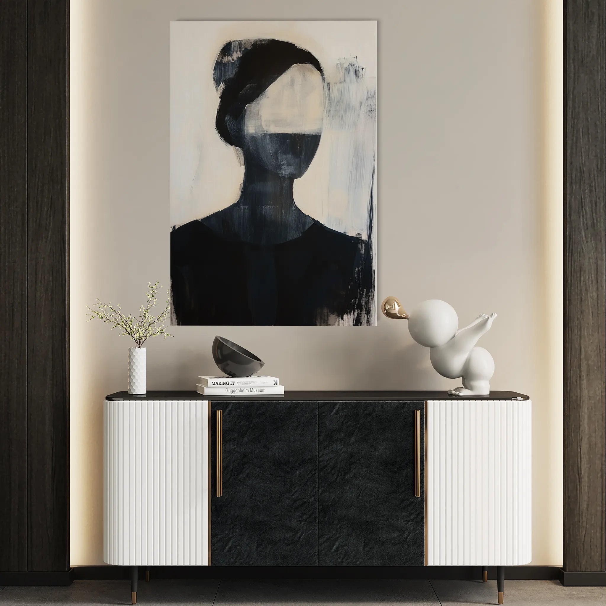 Portrait 102 Canvas Art 18" x 24" / 45 x 60 cm / Black