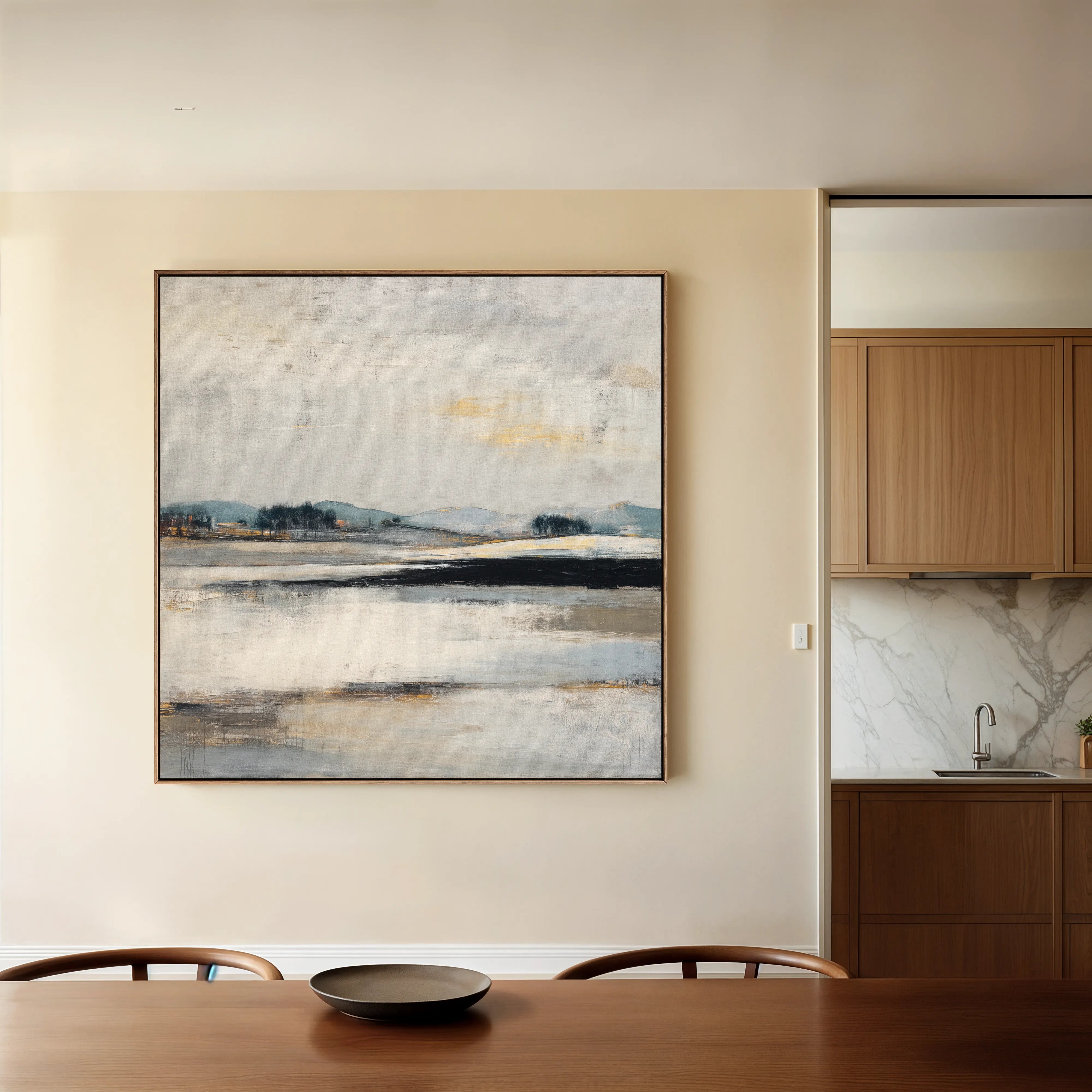 Abstract 1030 Canvas Art 16" x 16" / 40 x 40 cm / Black