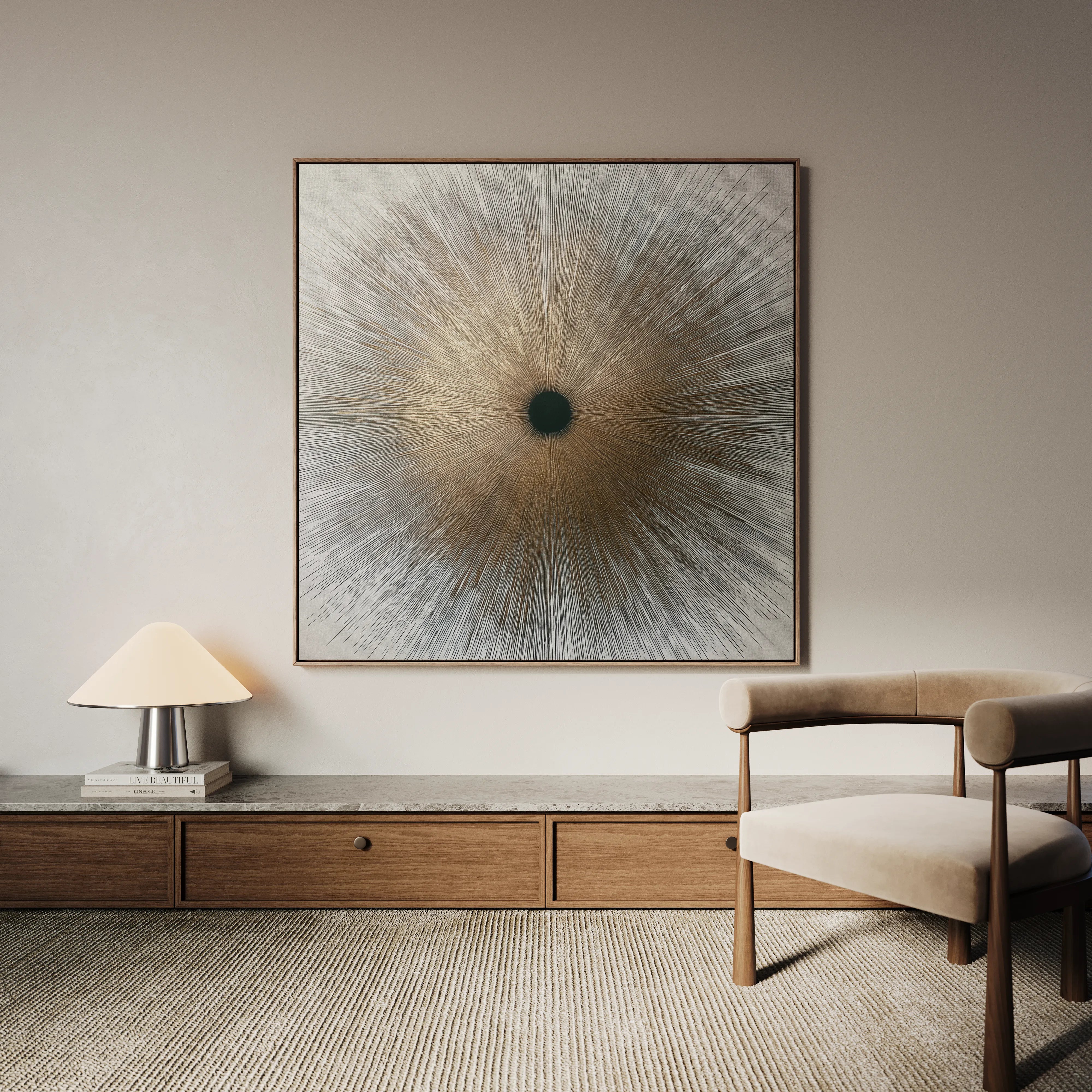 Abstract 1034 Canvas Art 16" x 16" / 40 x 40 cm / Black
