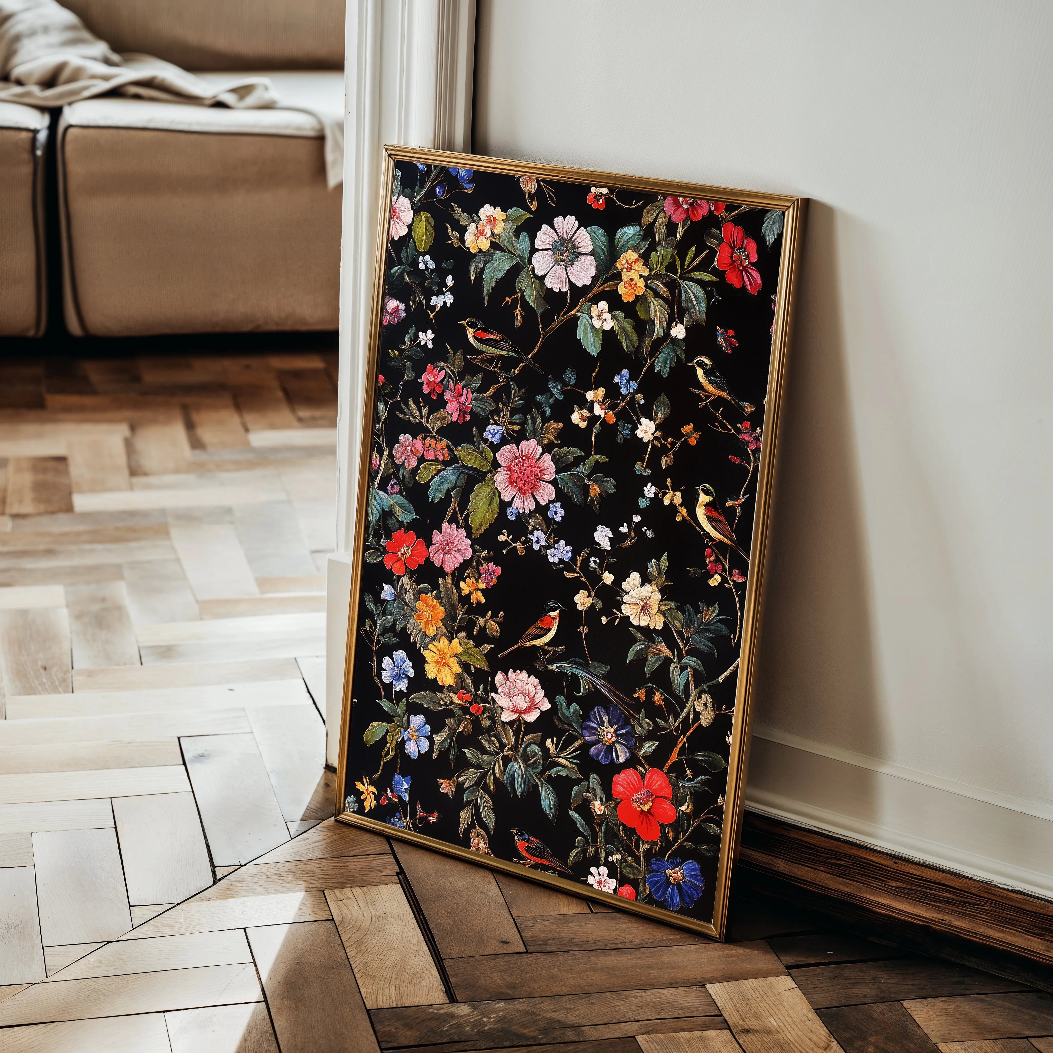 Floral 1036 Canvas Art 18" x 24" / 45 x 60 cm / Black