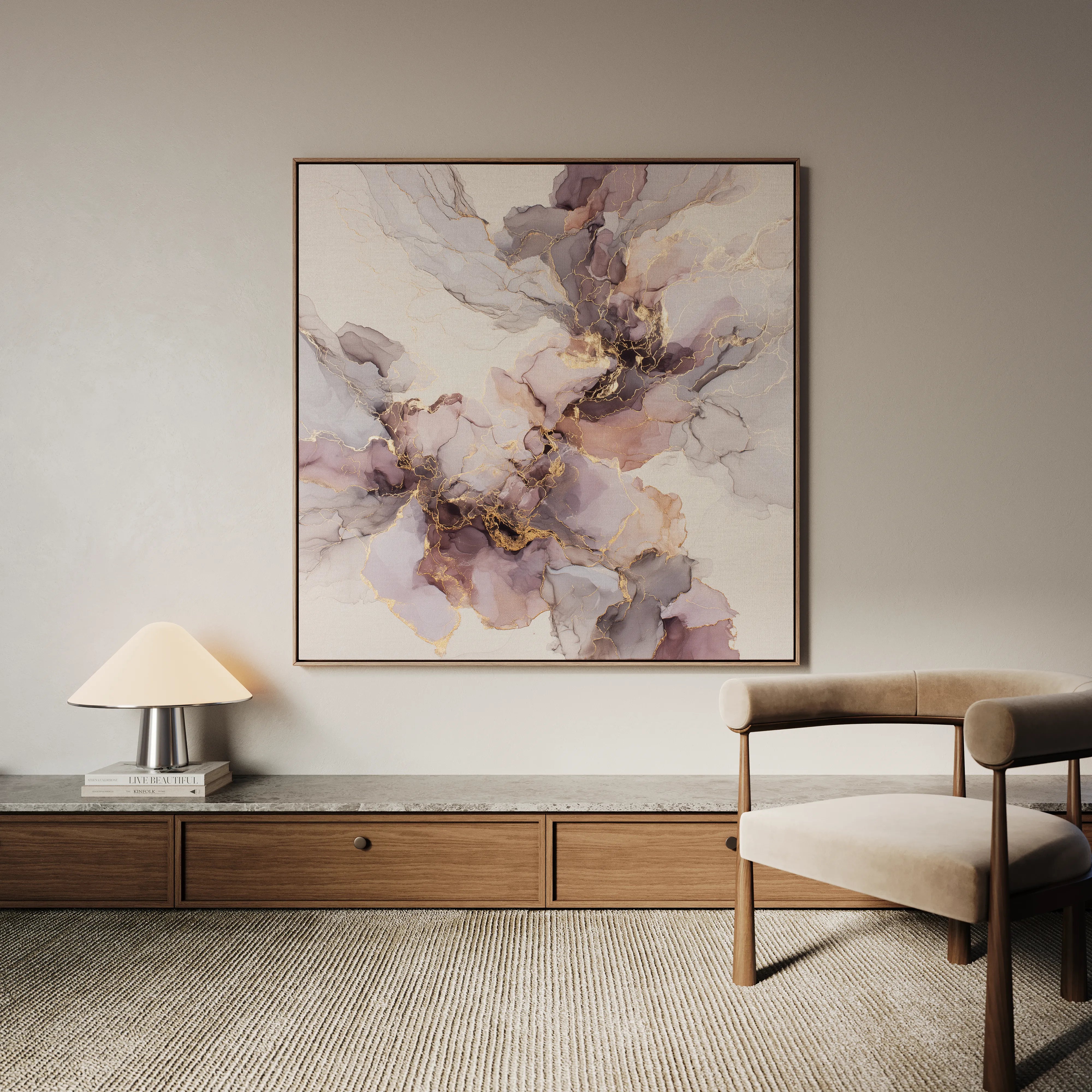 Abstract 1037 Canvas Art 16" x 16" / 40 x 40 cm / Black