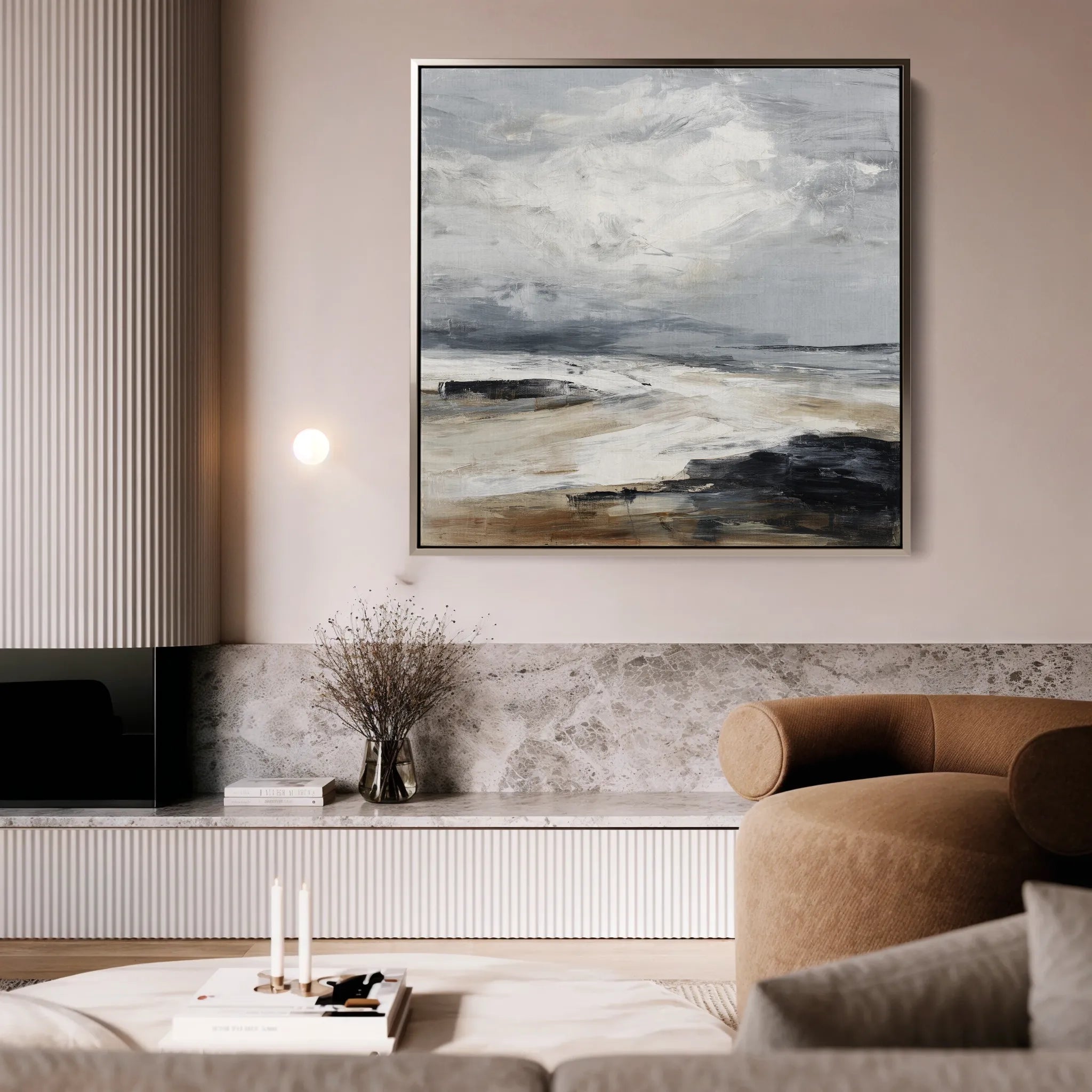 Abstract 1038 Canvas Art 16" x 16" / 40 x 40 cm / Black
