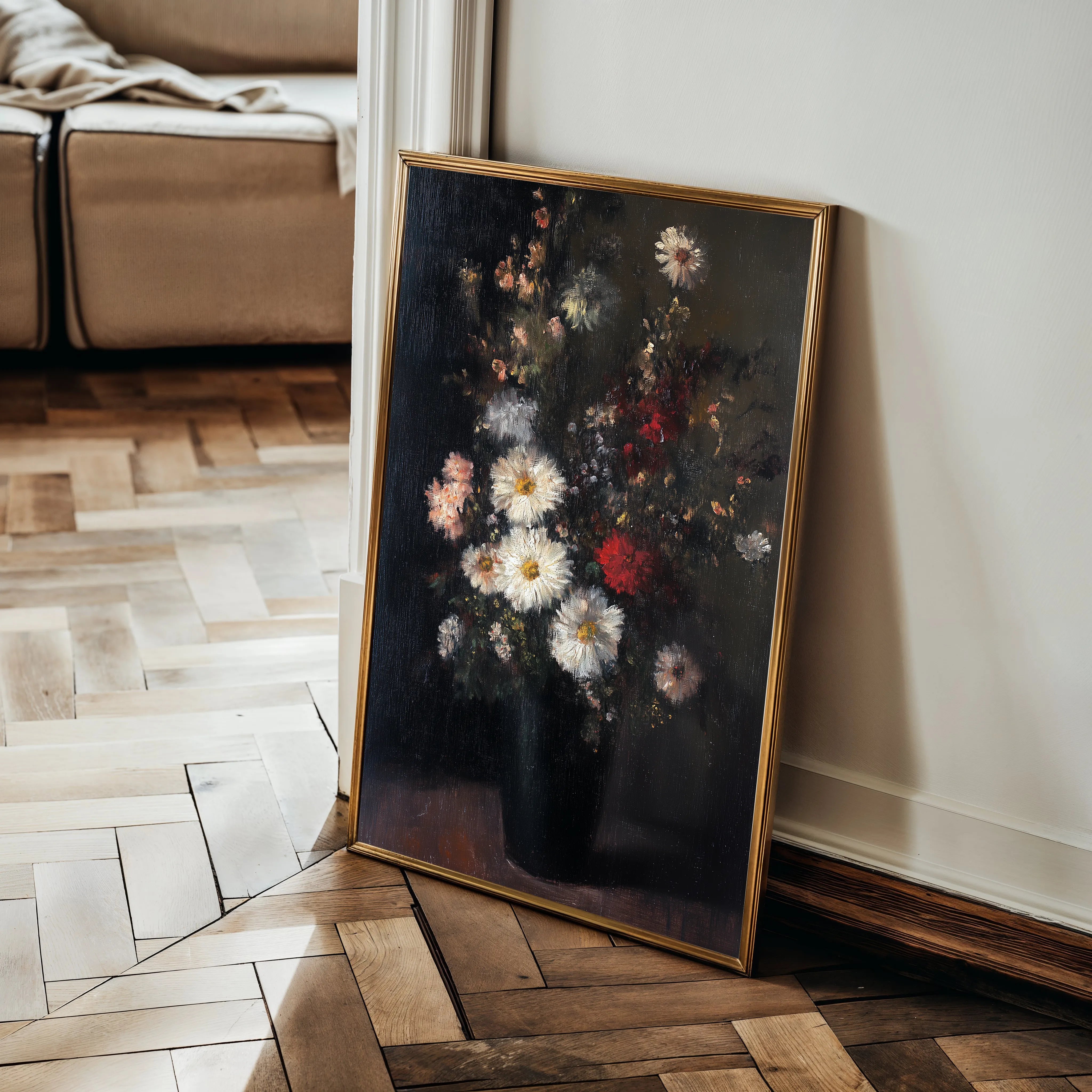 Floral 1040 Canvas Art 18" x 24" / 45 x 60 cm / Black