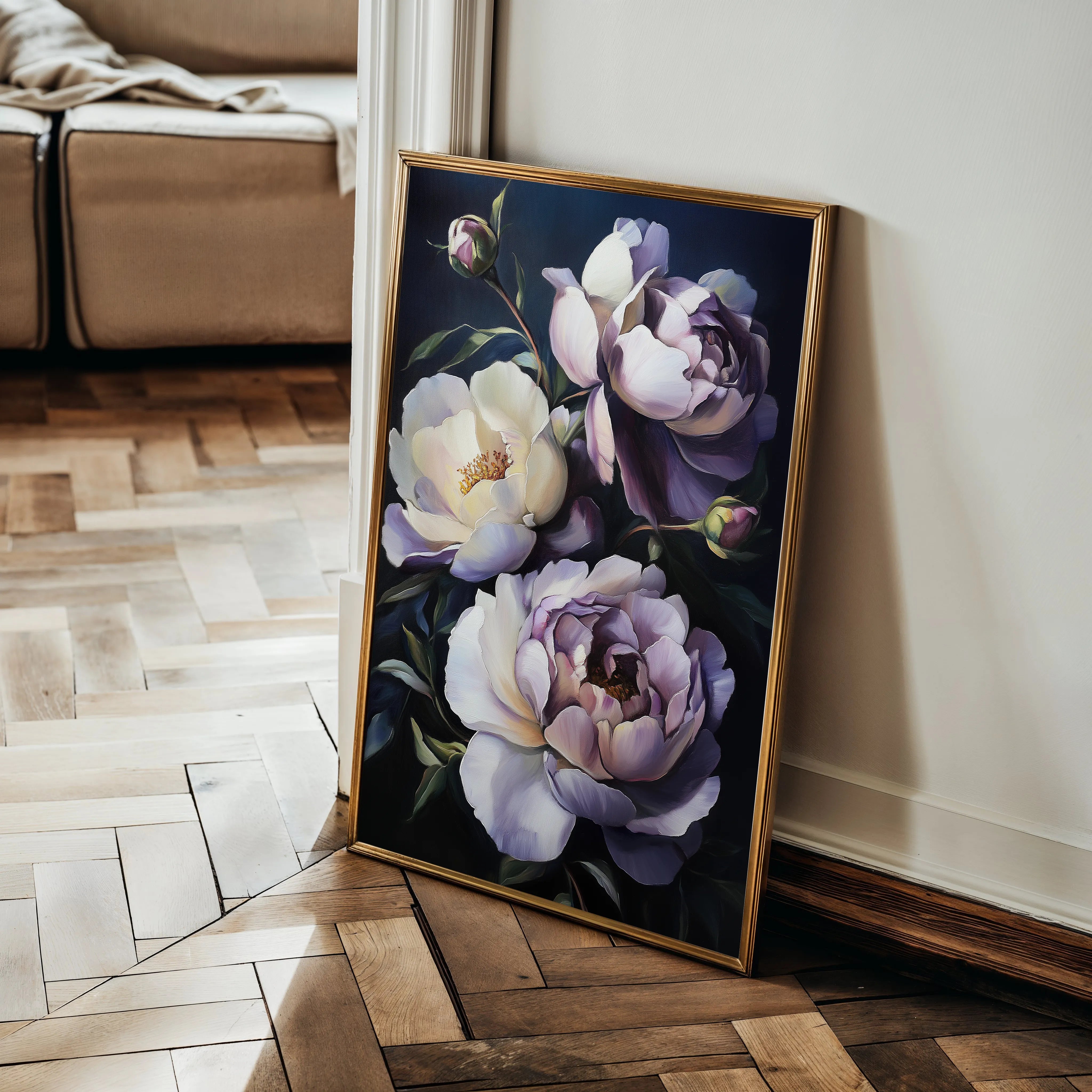Floral 1041 Canvas Art 18" x 24" / 45 x 60 cm / Black
