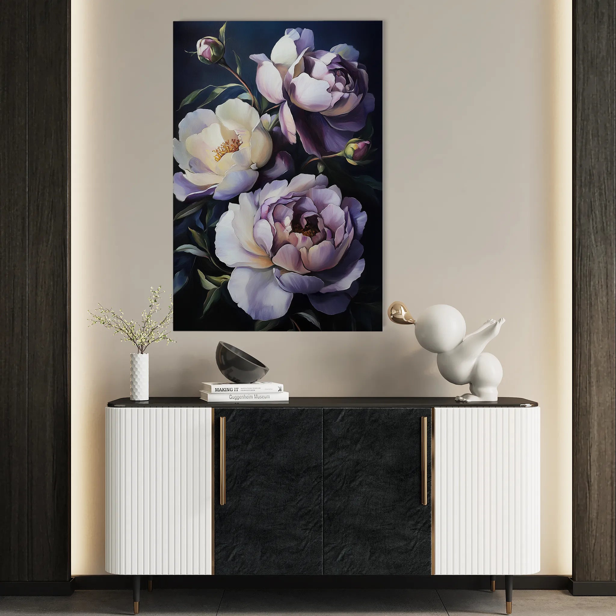 Floral 1041 Canvas Art 18" x 24" / 45 x 60 cm / Black