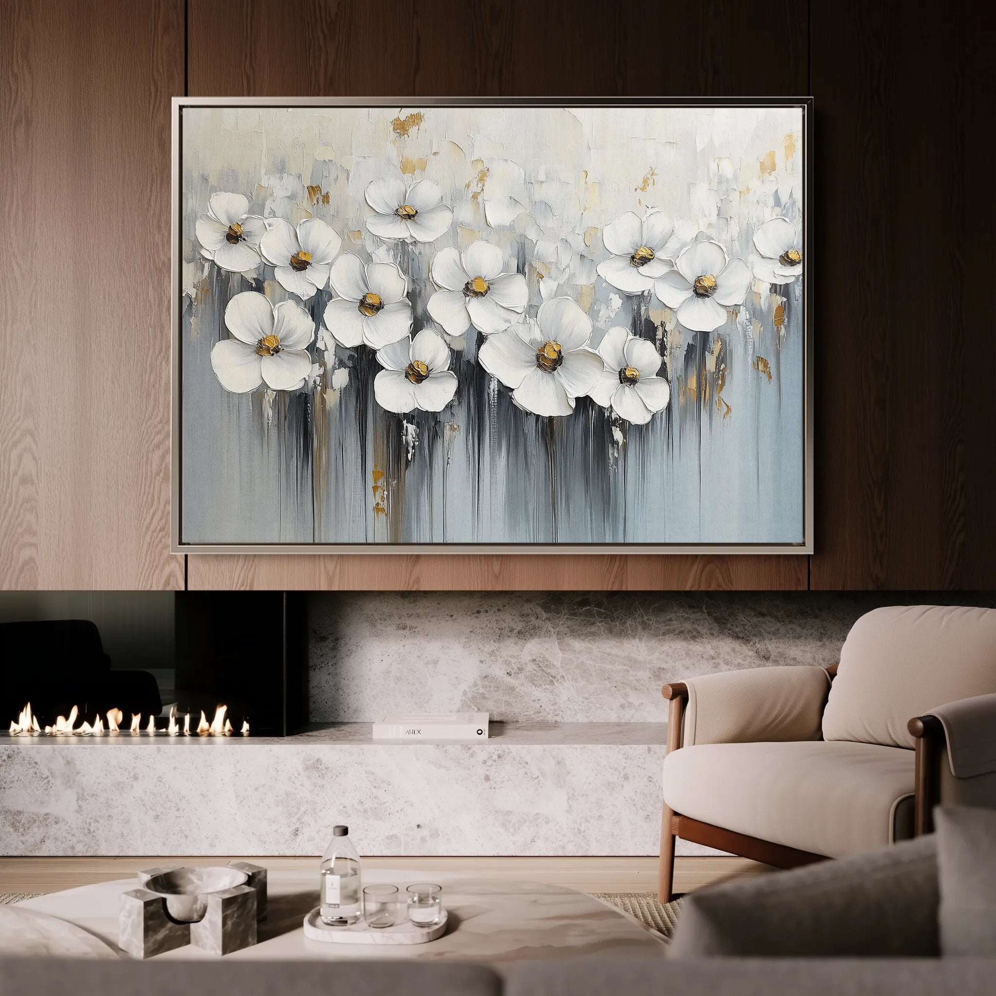 Floral 1045 Canvas Art 18" x 24" / 45 x 60 cm / Black