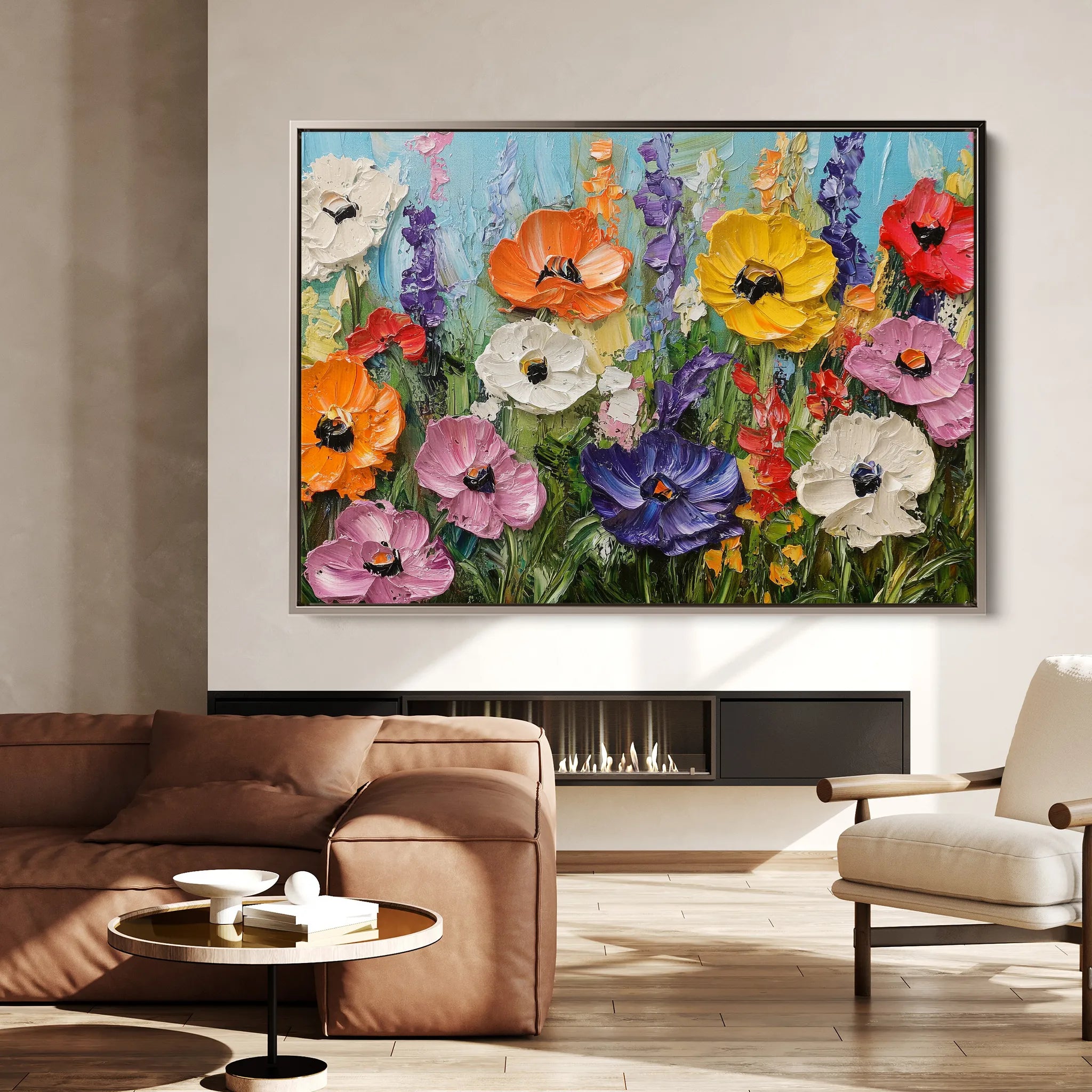 Floral 1046 Canvas Art 18" x 24" / 45 x 60 cm / Black