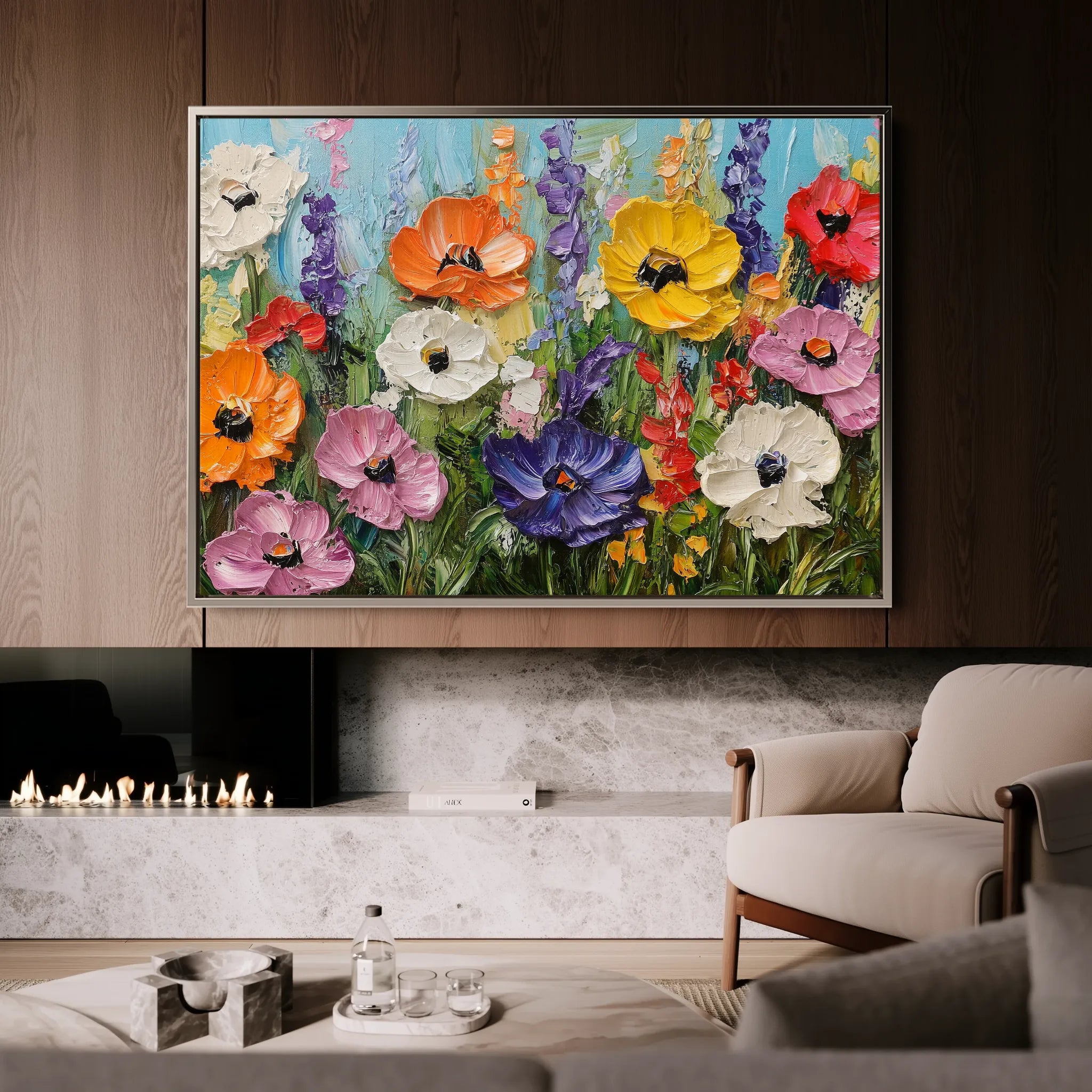 Floral 1046 Canvas Art 18" x 24" / 45 x 60 cm / Black