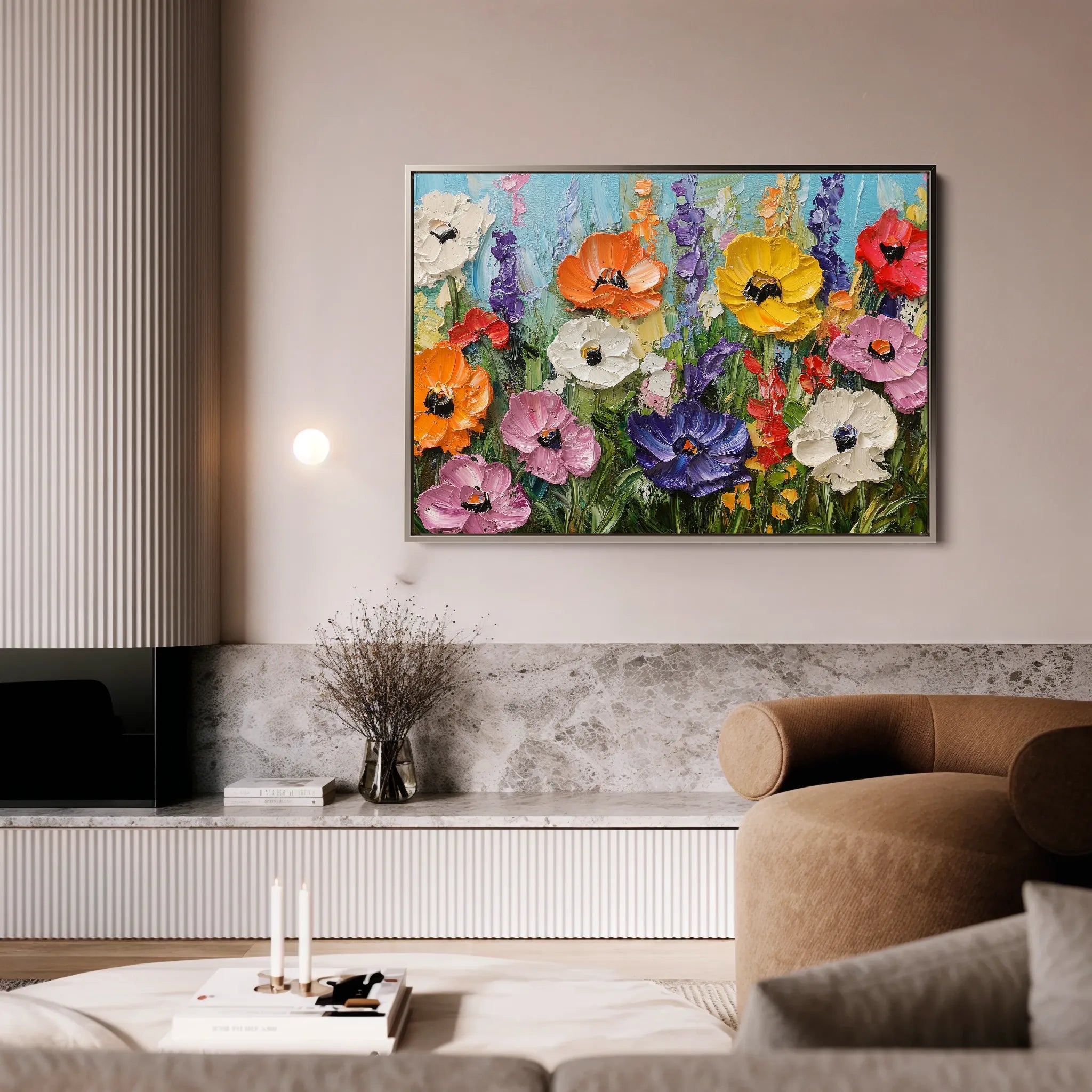 Floral 1046 Canvas Art 18" x 24" / 45 x 60 cm / Black