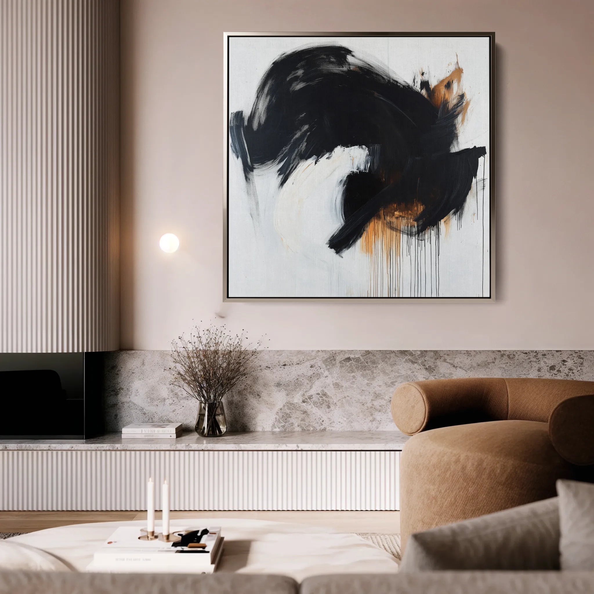 Abstract 1049 Canvas Art 16" x 16" / 40 x 40 cm / Black