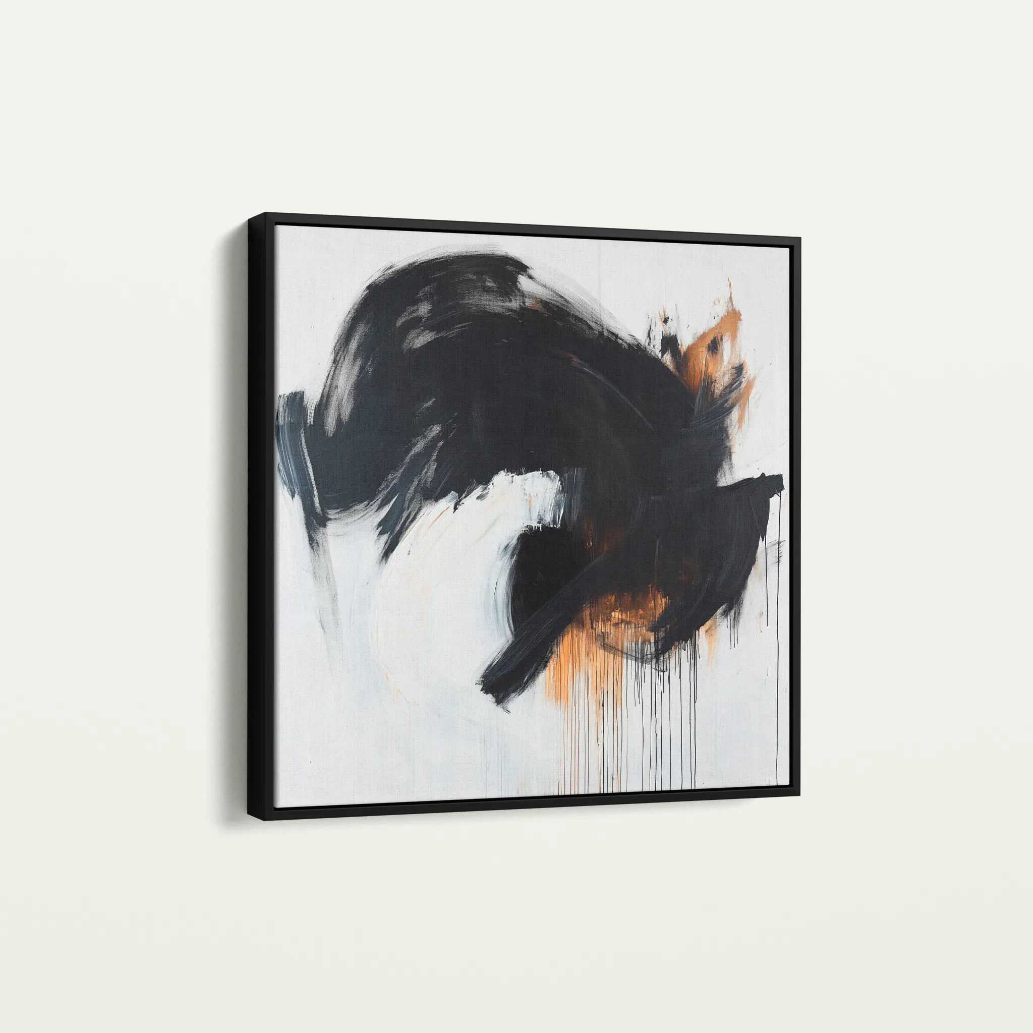 Abstract 1049 Canvas Art 16" x 16" / 40 x 40 cm / Black