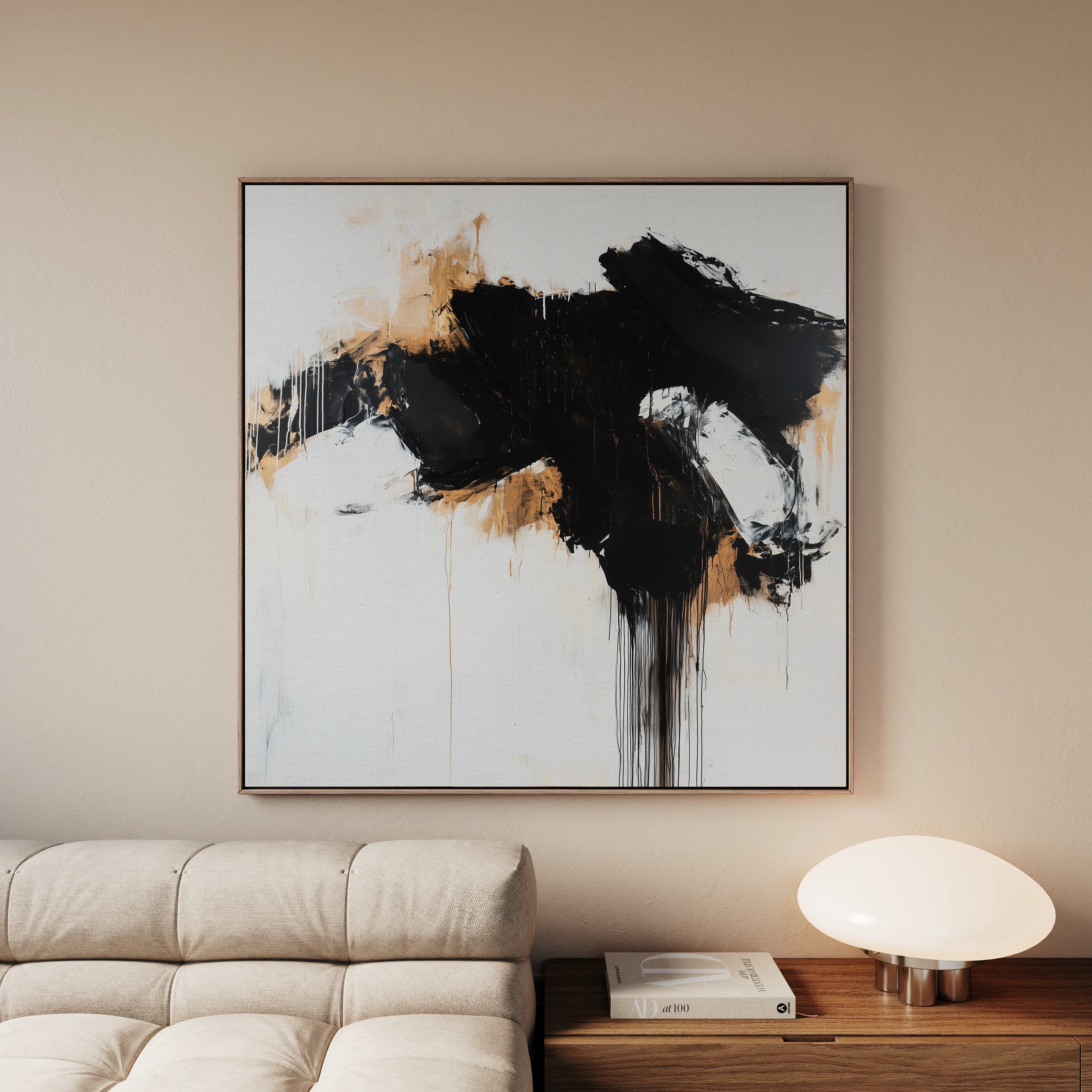 Abstract 1050 Canvas Art 16" x 16" / 40 x 40 cm / Black