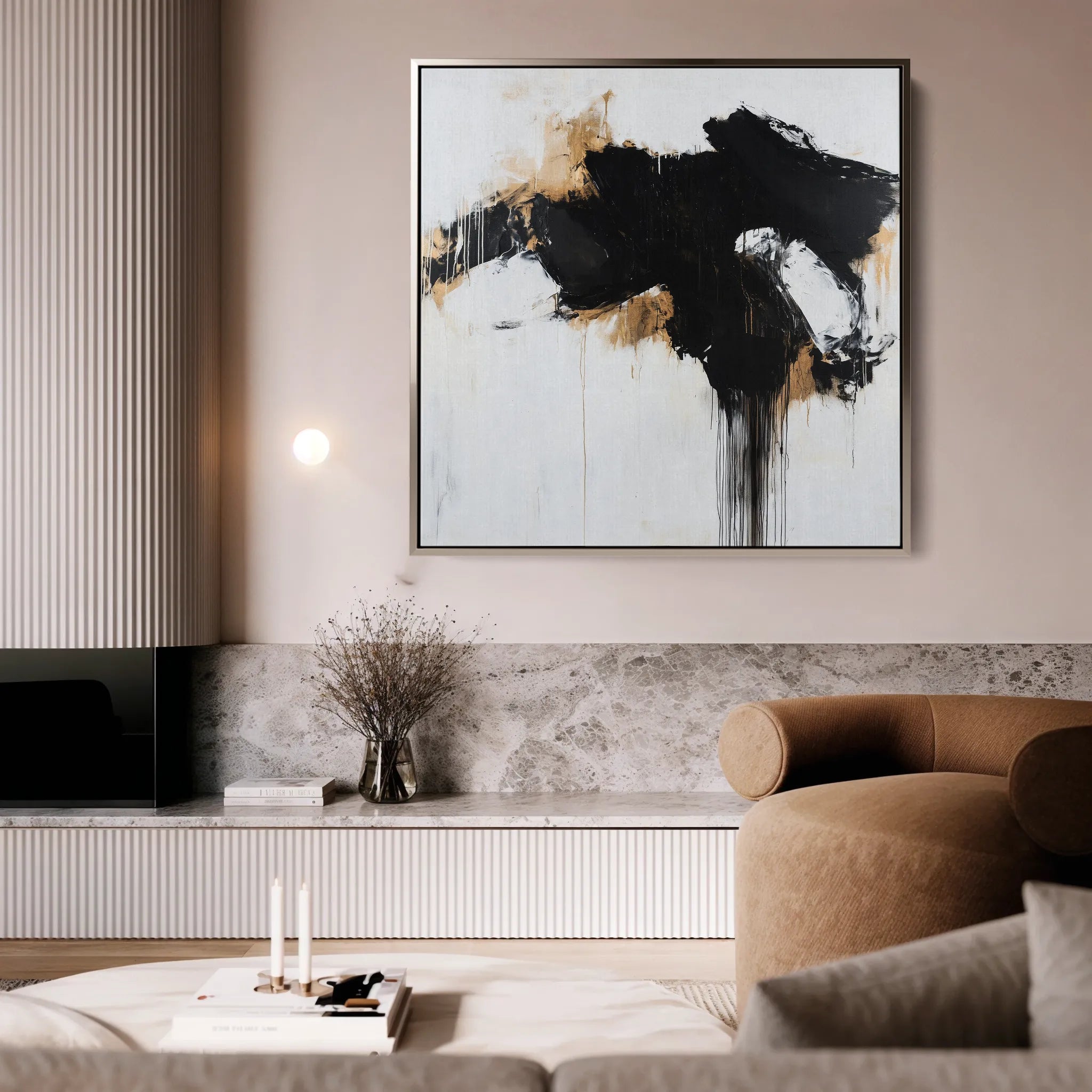 Abstract 1050 Canvas Art 16" x 16" / 40 x 40 cm / Black