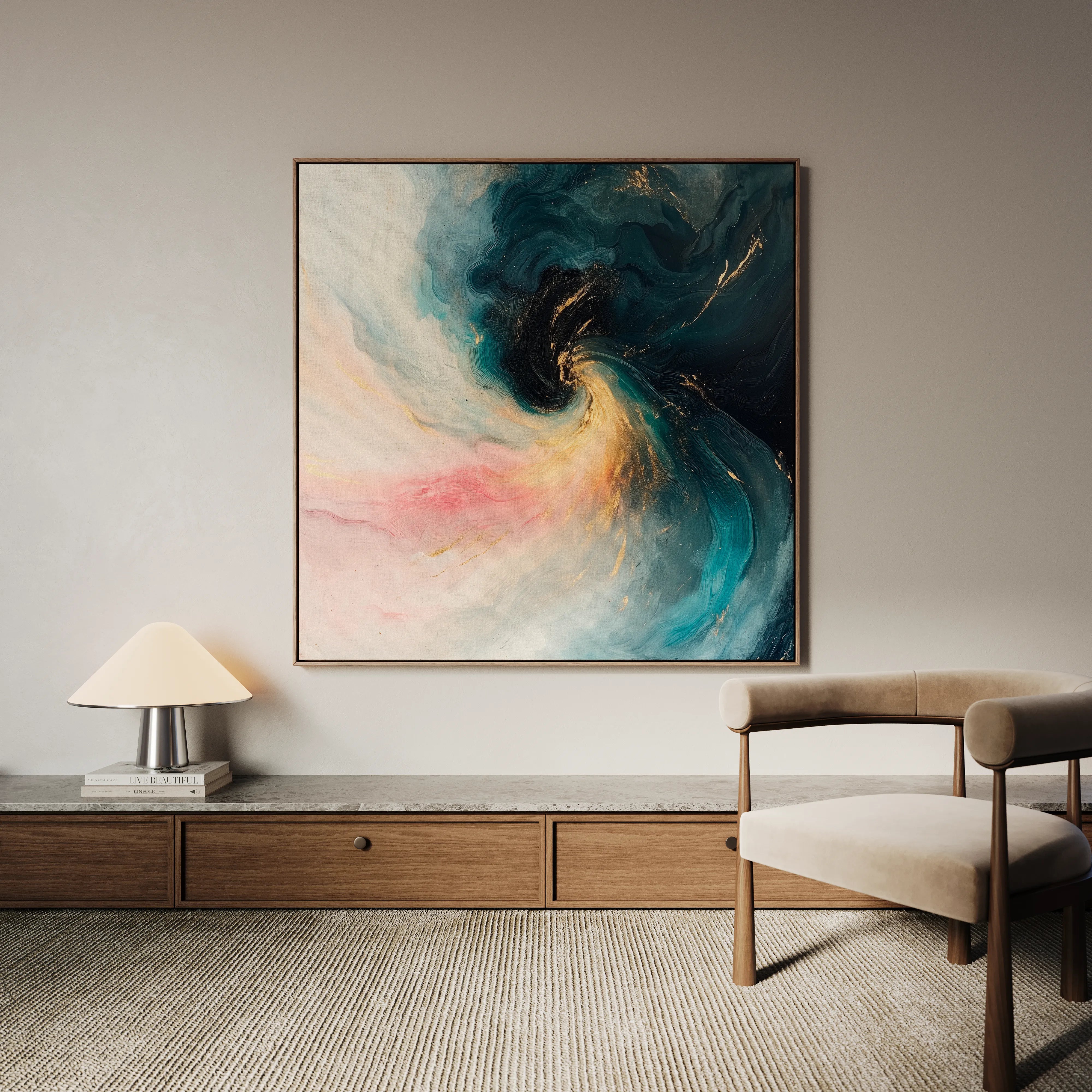 Abstract 1052 Canvas Art 16" x 16" / 40 x 40 cm / Black