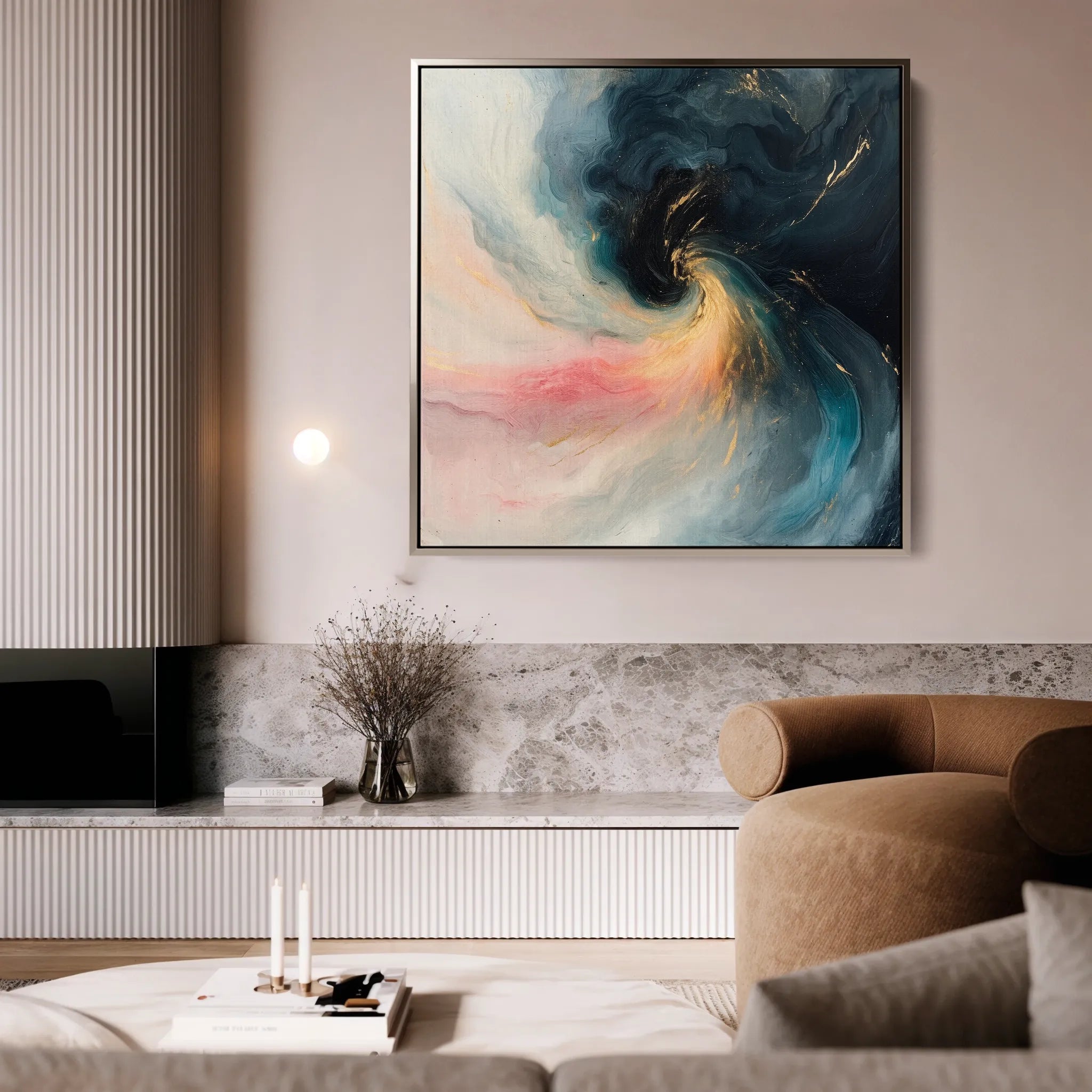 Abstract 1052 Canvas Art 16" x 16" / 40 x 40 cm / Black