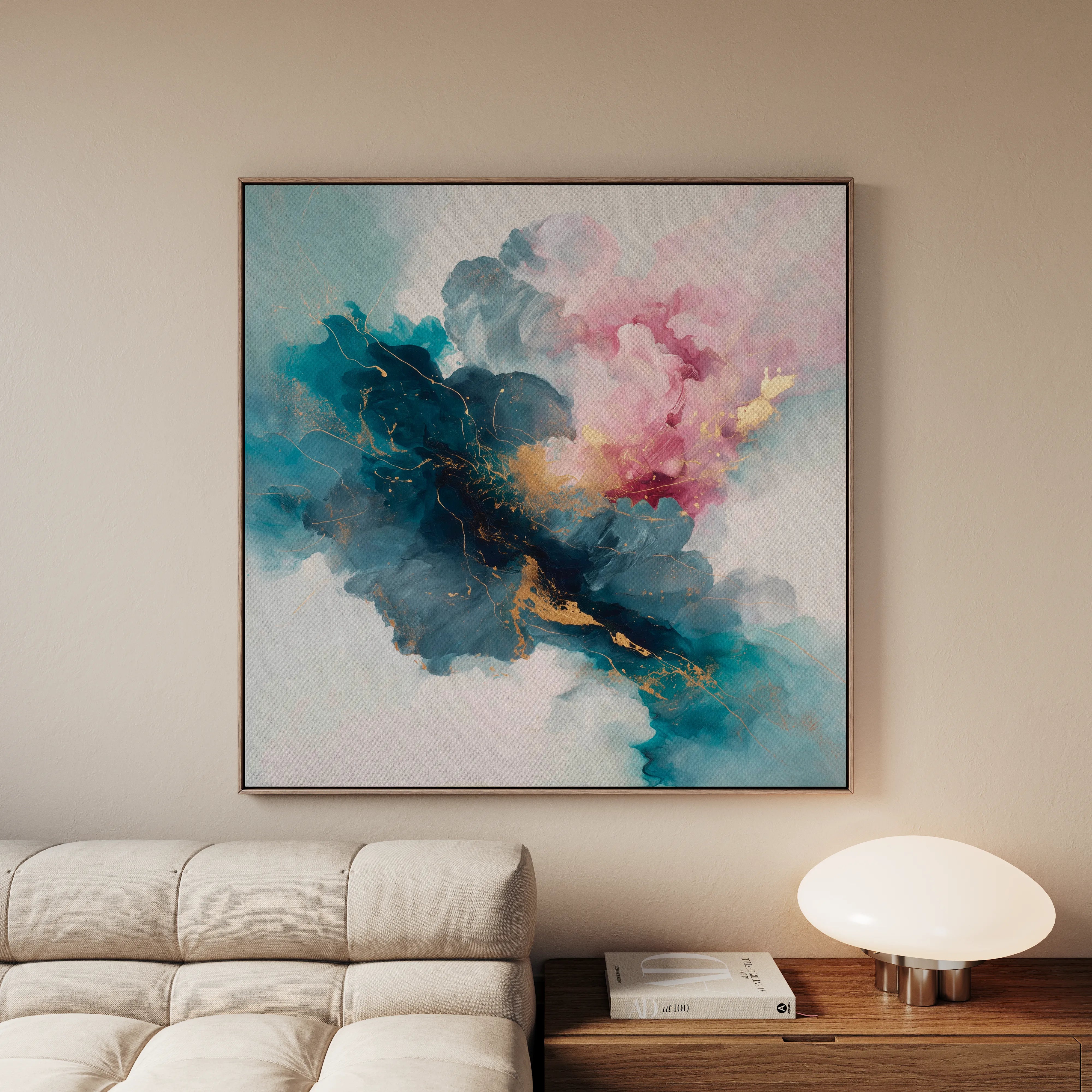 Abstract 1053 Canvas Art 16" x 16" / 40 x 40 cm / Black