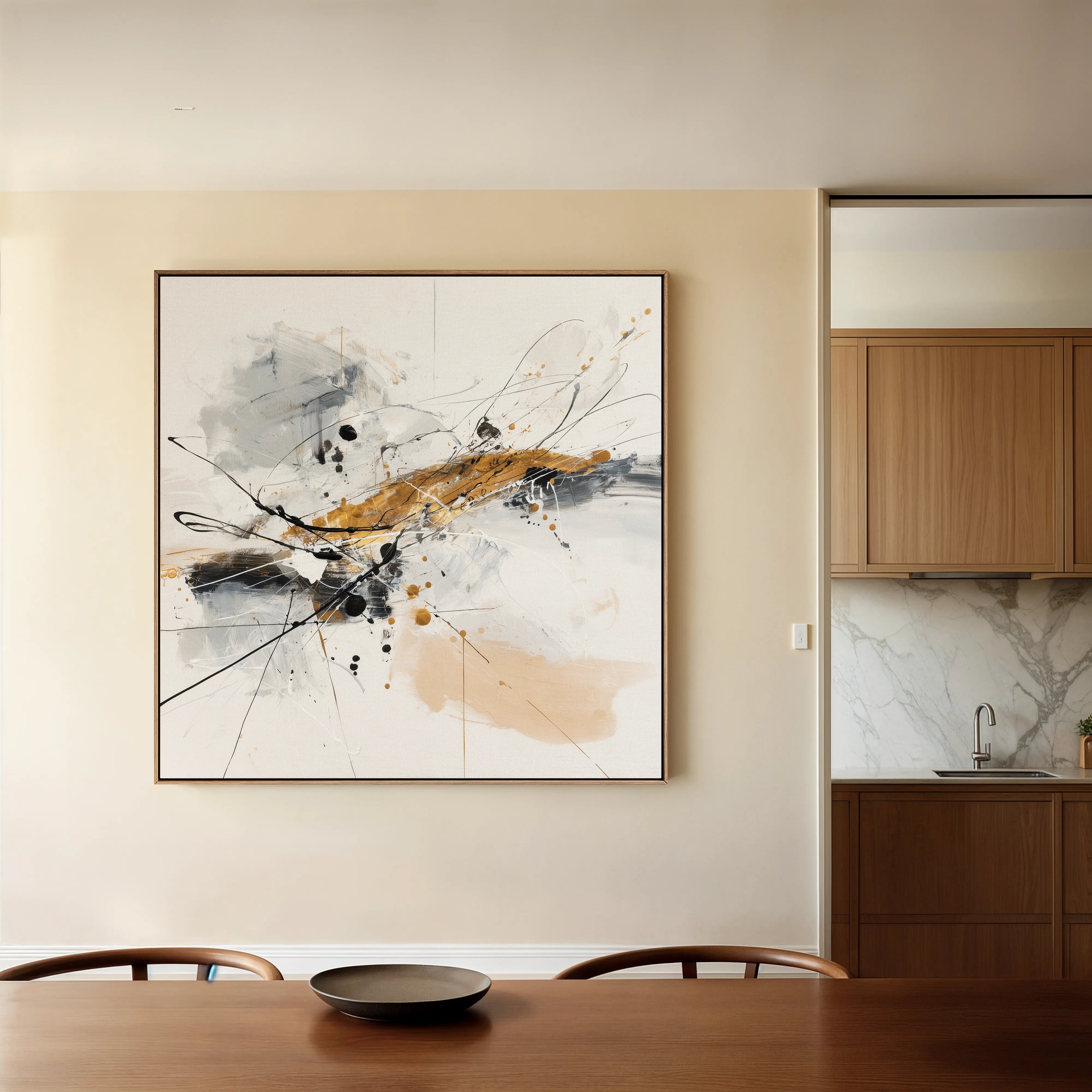 Abstract 1054 Canvas Art 16" x 16" / 40 x 40 cm / Black