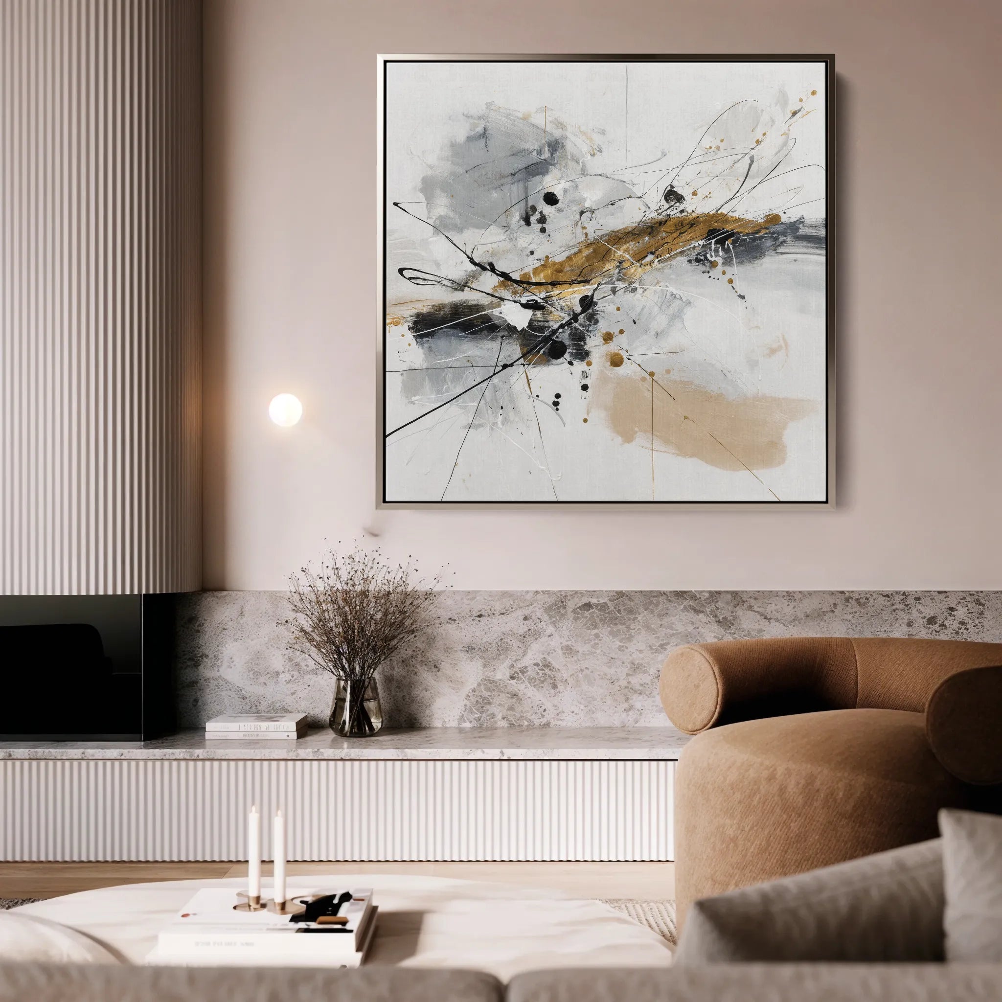Abstract 1054 Canvas Art 16" x 16" / 40 x 40 cm / Black