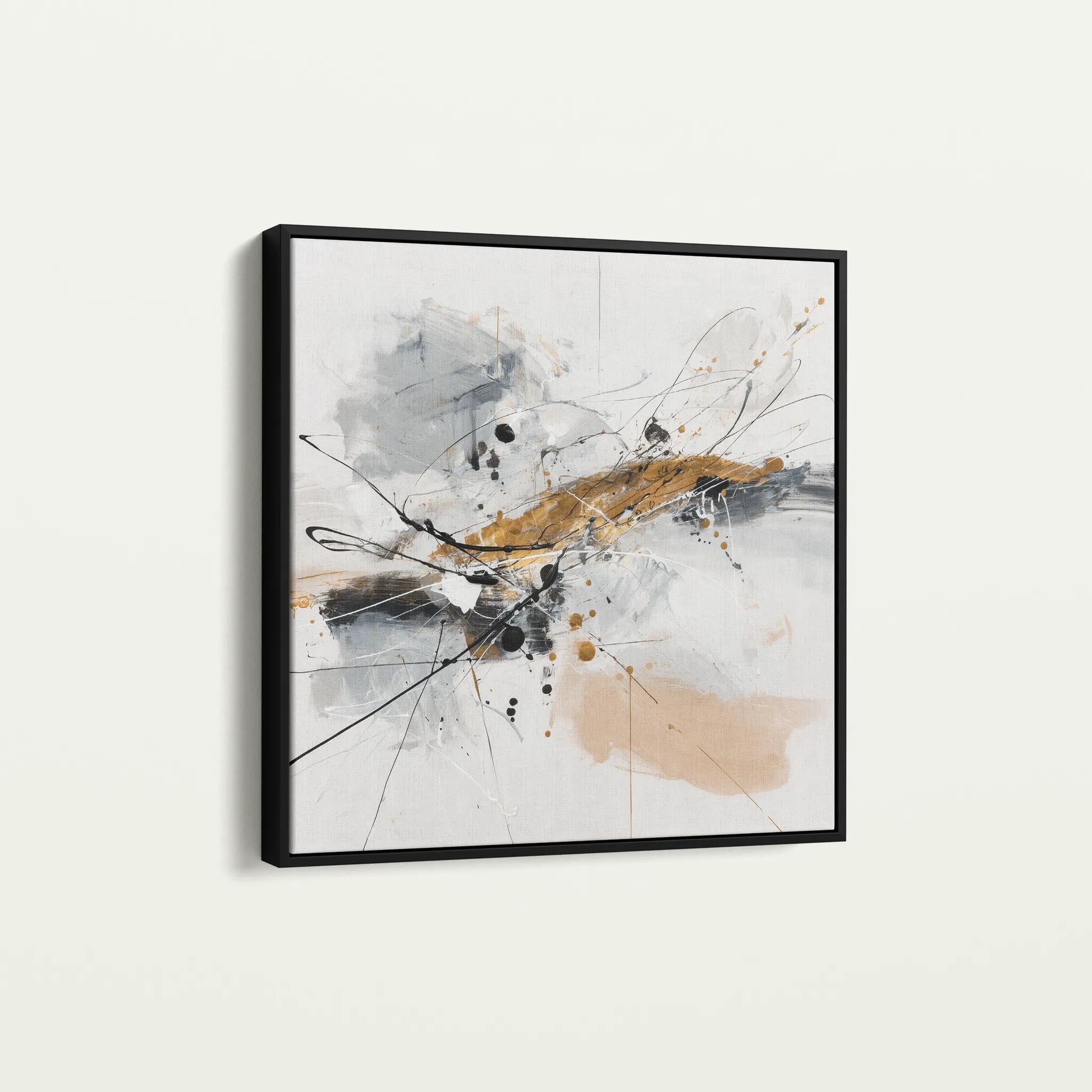 Abstract 1054 Canvas Art 16" x 16" / 40 x 40 cm / Black