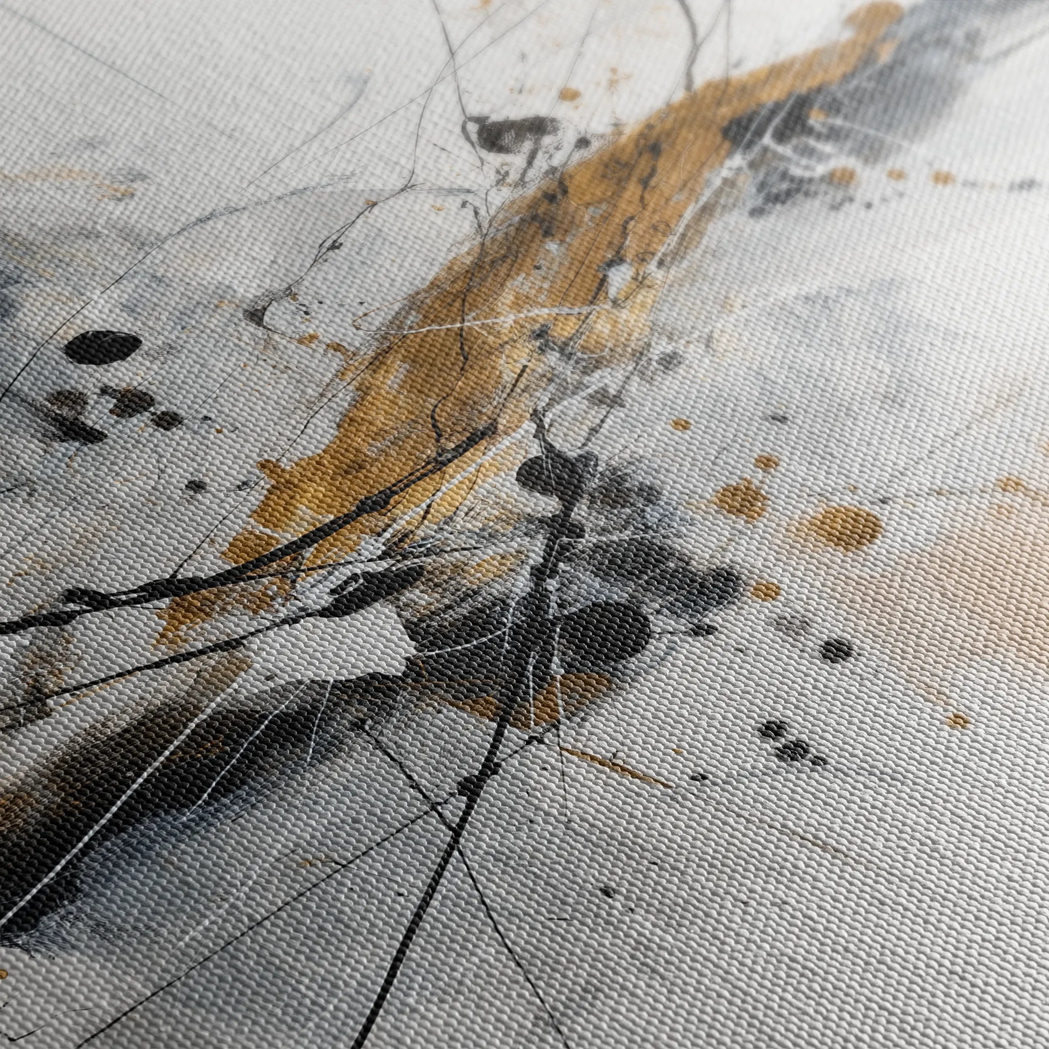 Abstract 1054 Canvas Art 16" x 16" / 40 x 40 cm / Black