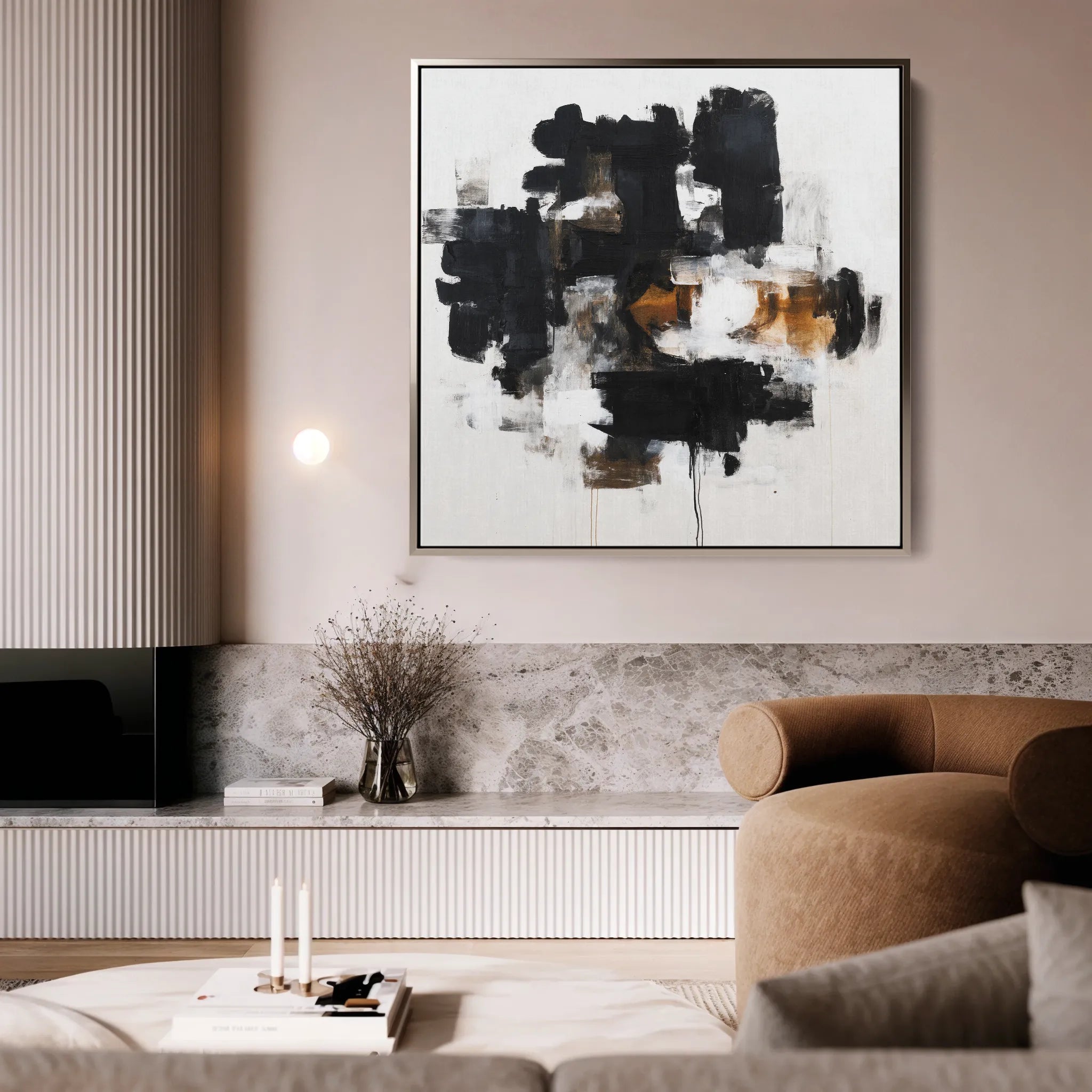 Abstract 1055 Canvas Art 16" x 16" / 40 x 40 cm / Black