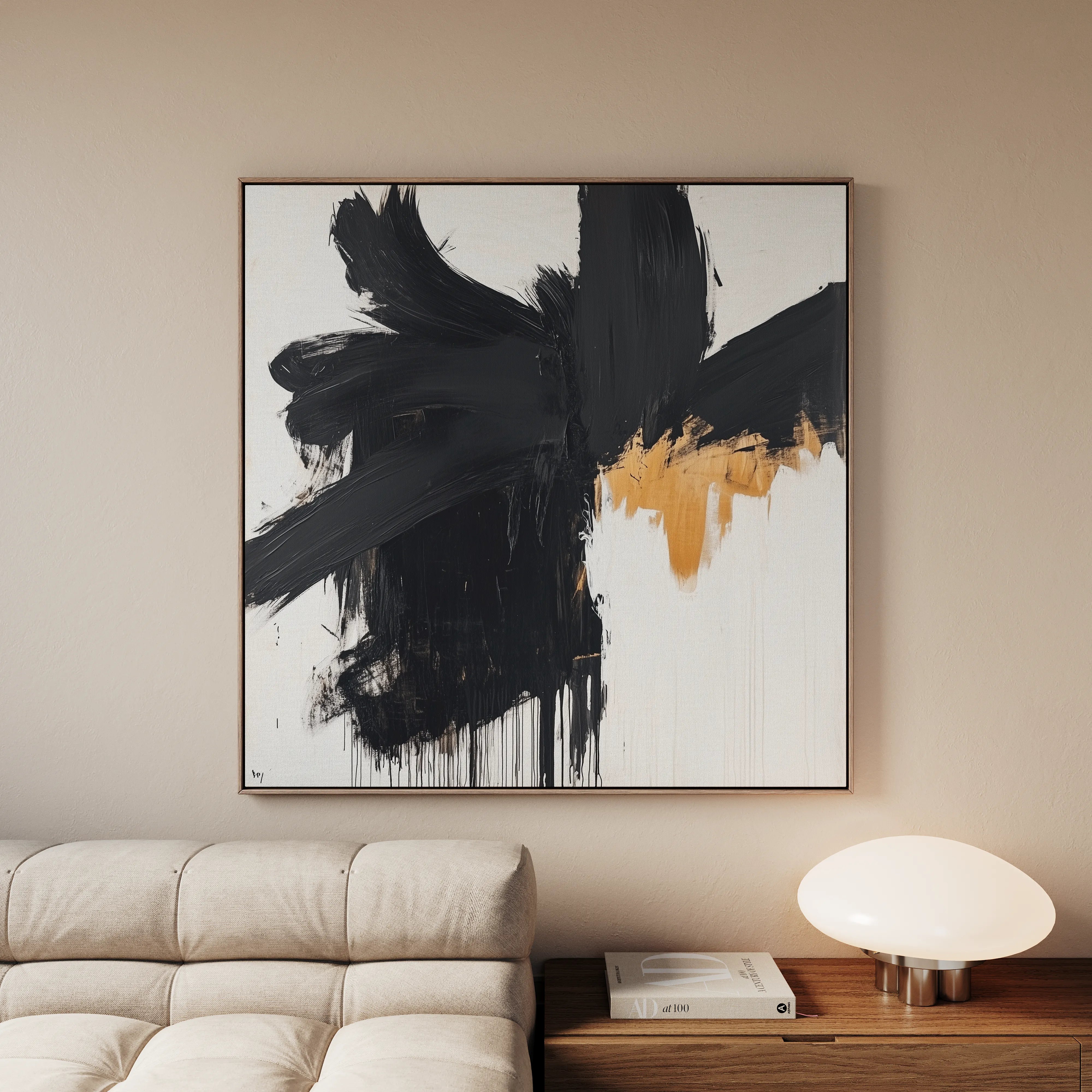 Abstract 1056 Canvas Art 16" x 16" / 40 x 40 cm / Black