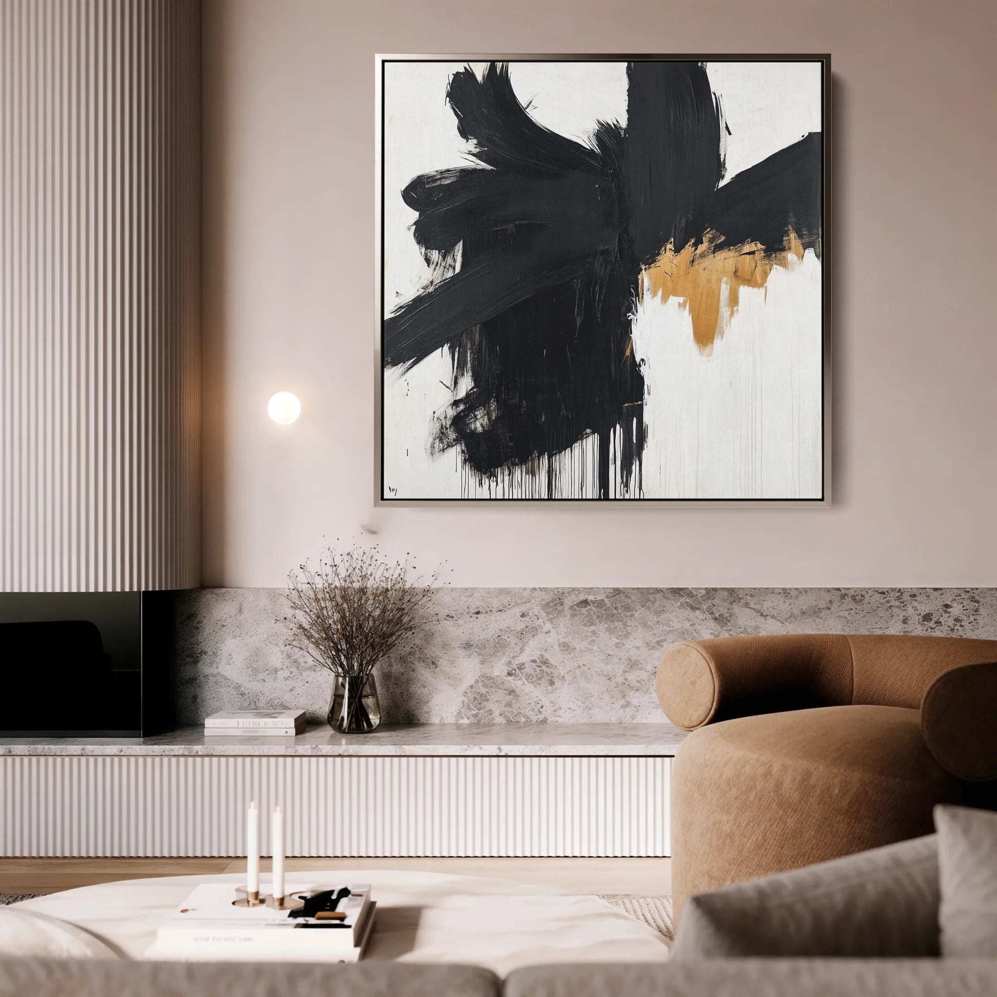 Abstract 1056 Canvas Art 16" x 16" / 40 x 40 cm / Black