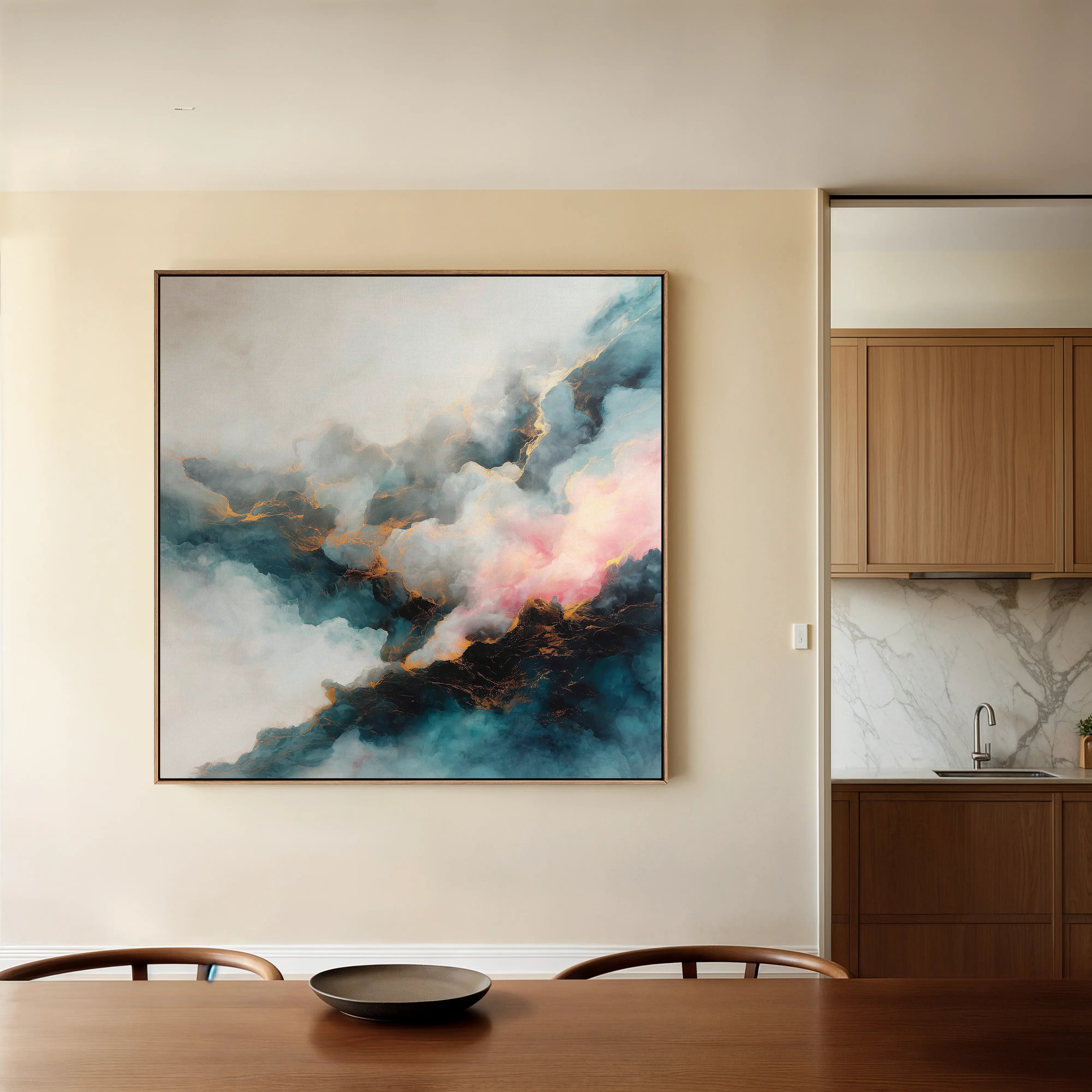 Abstract 1057 Canvas Art 16" x 16" / 40 x 40 cm / Black