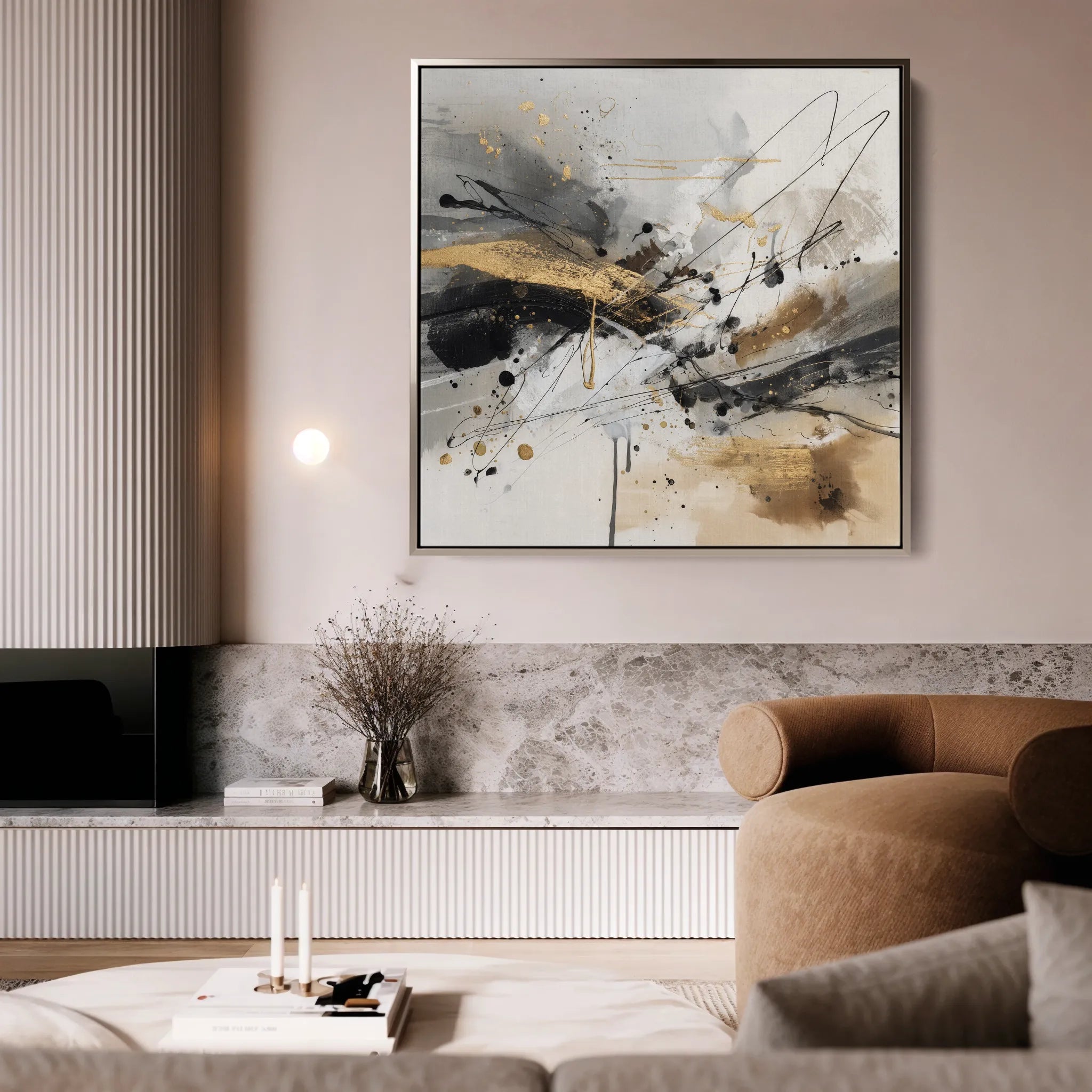 Abstract 1058 Canvas Art 16" x 16" / 40 x 40 cm / Black
