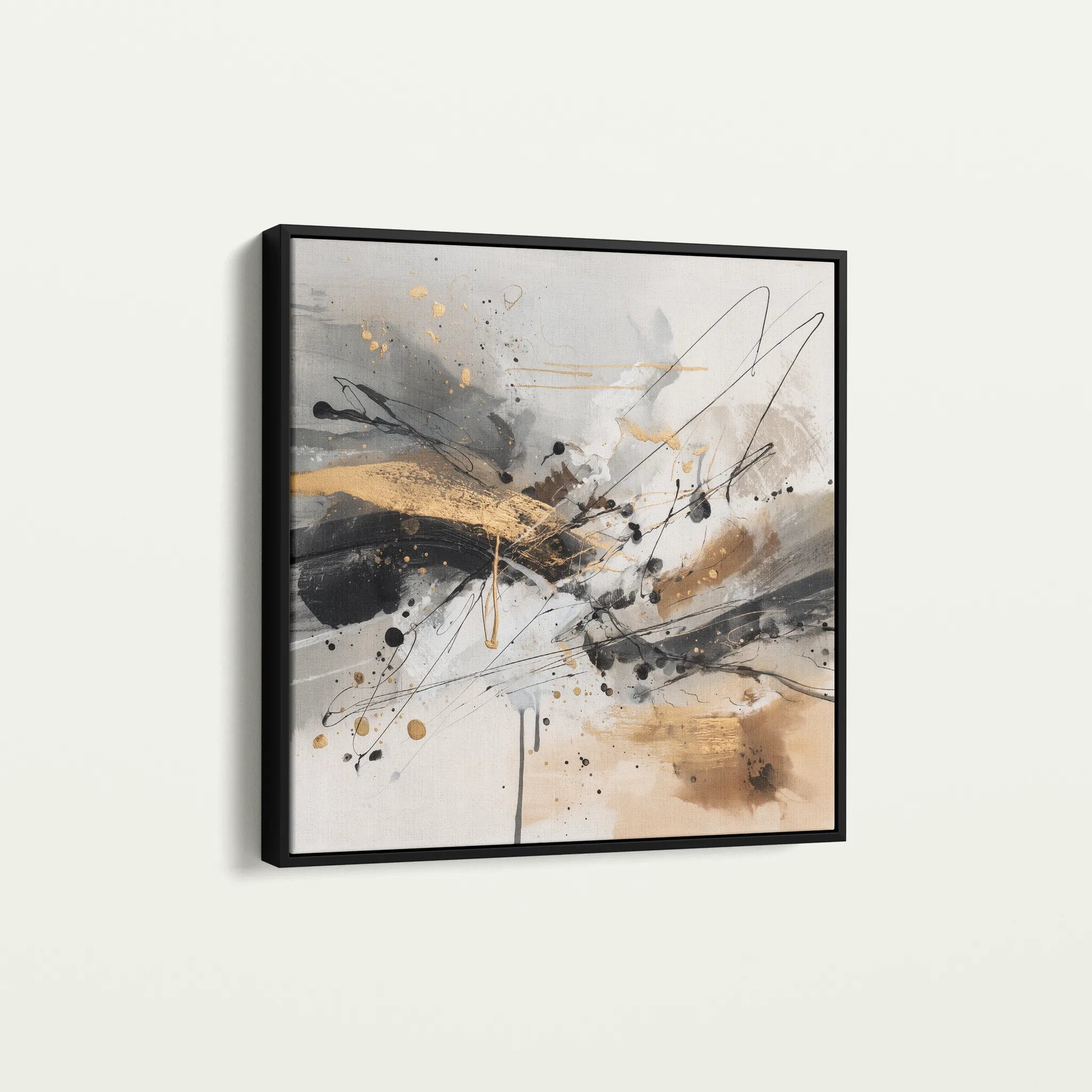 Abstract 1058 Canvas Art 16" x 16" / 40 x 40 cm / Black