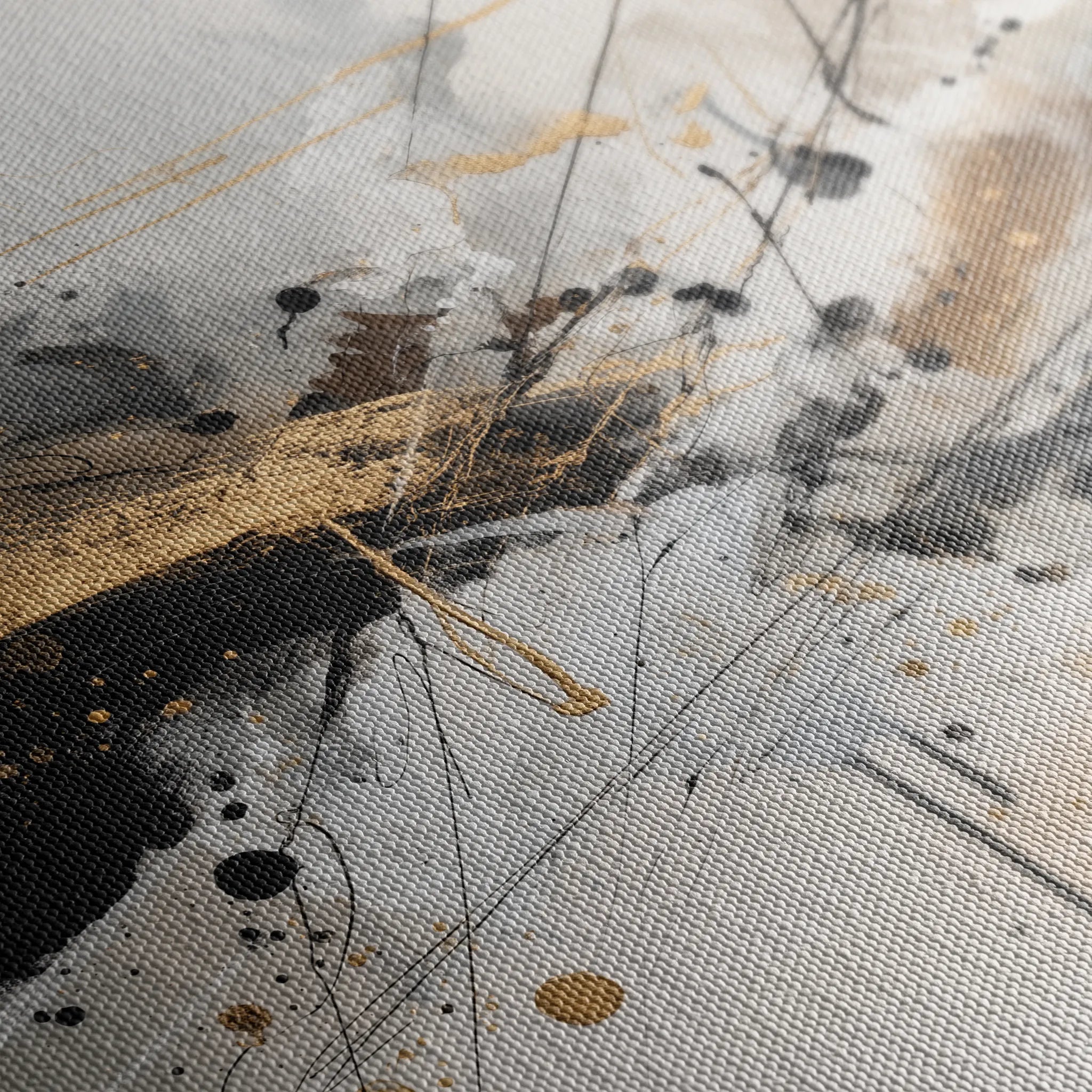 Abstract 1058 Canvas Art 16" x 16" / 40 x 40 cm / Black