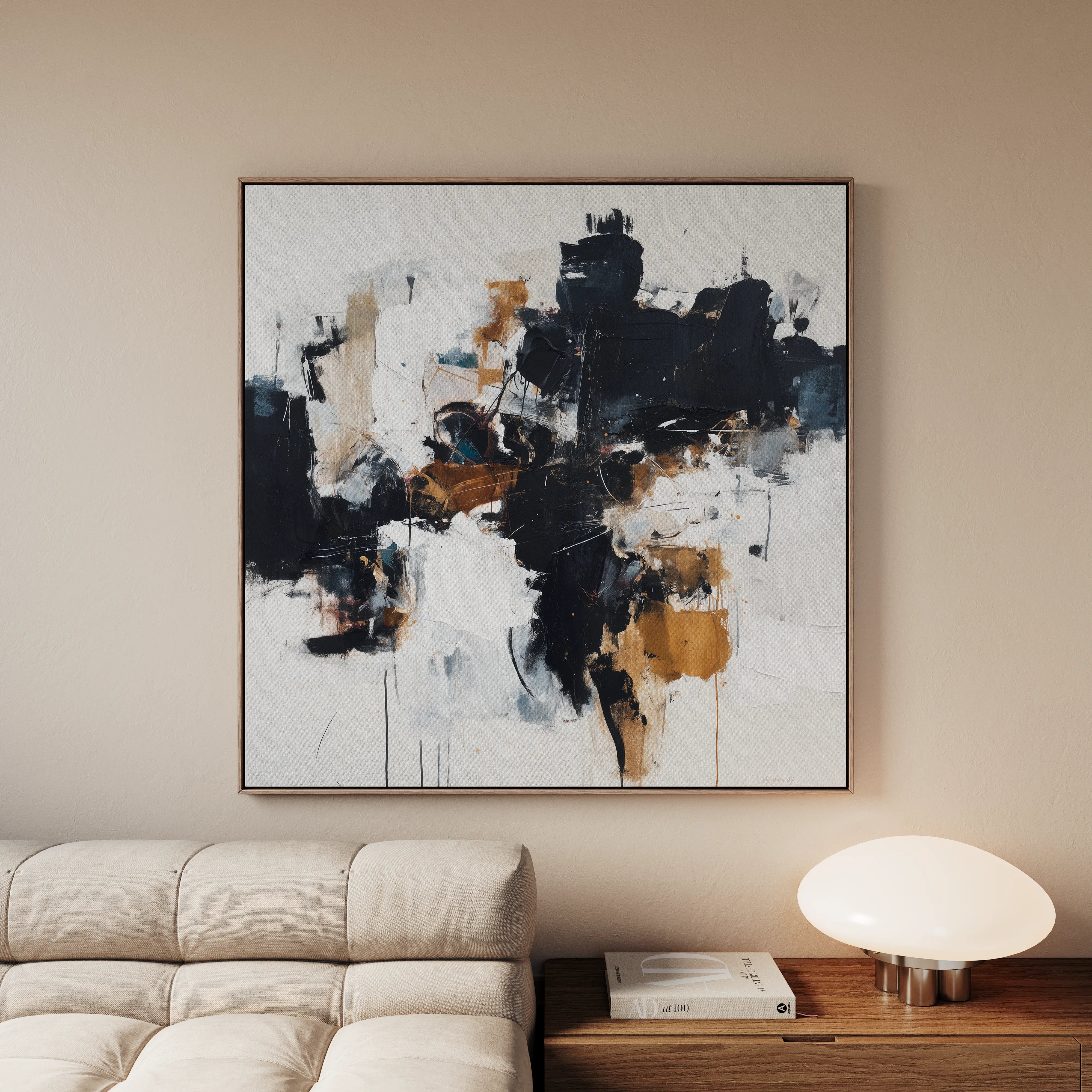 Abstract 1059 Canvas Art 16" x 16" / 40 x 40 cm / Black