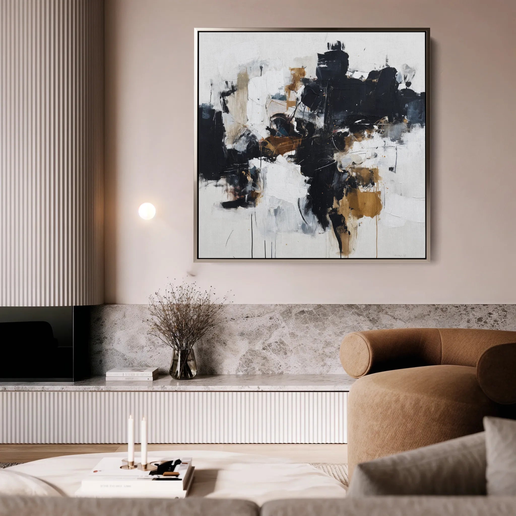 Abstract 1059 Canvas Art 16" x 16" / 40 x 40 cm / Black