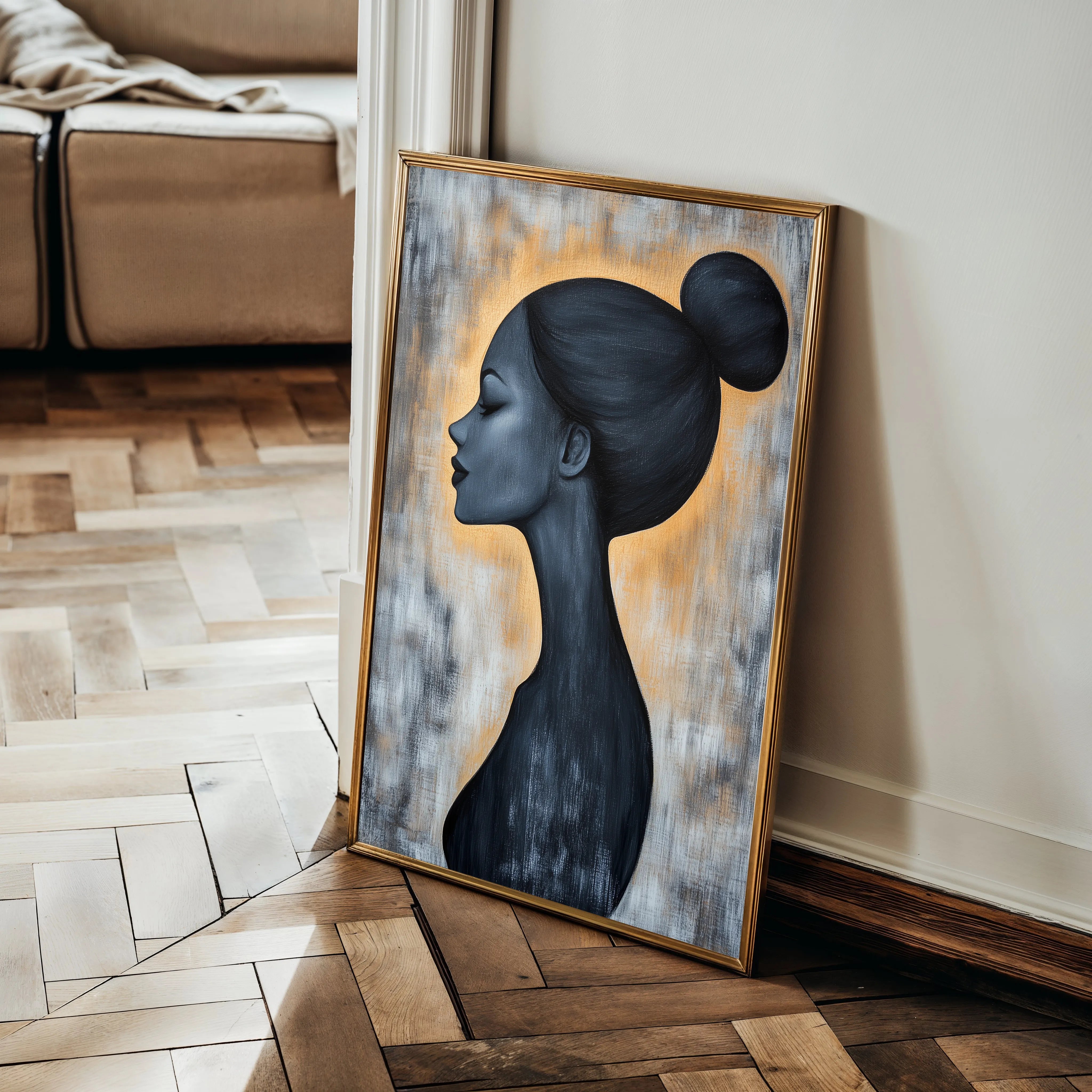 Portrait 106 Canvas Art 18" x 24" / 45 x 60 cm / Black