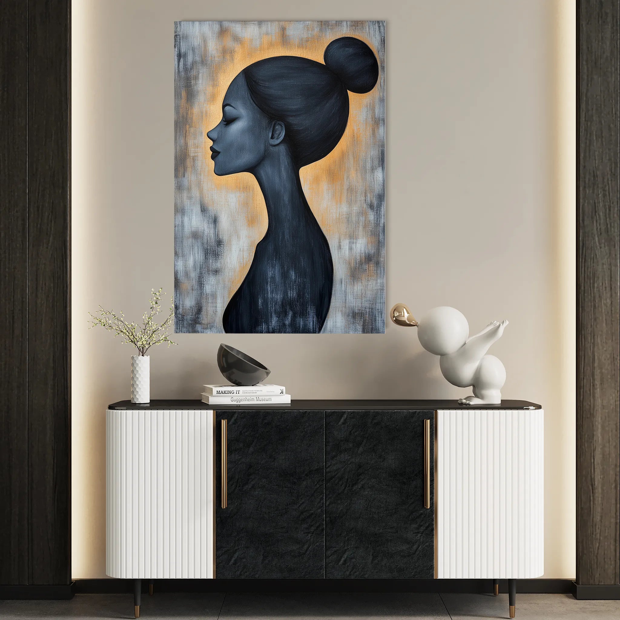 Portrait 106 Canvas Art 18" x 24" / 45 x 60 cm / Black